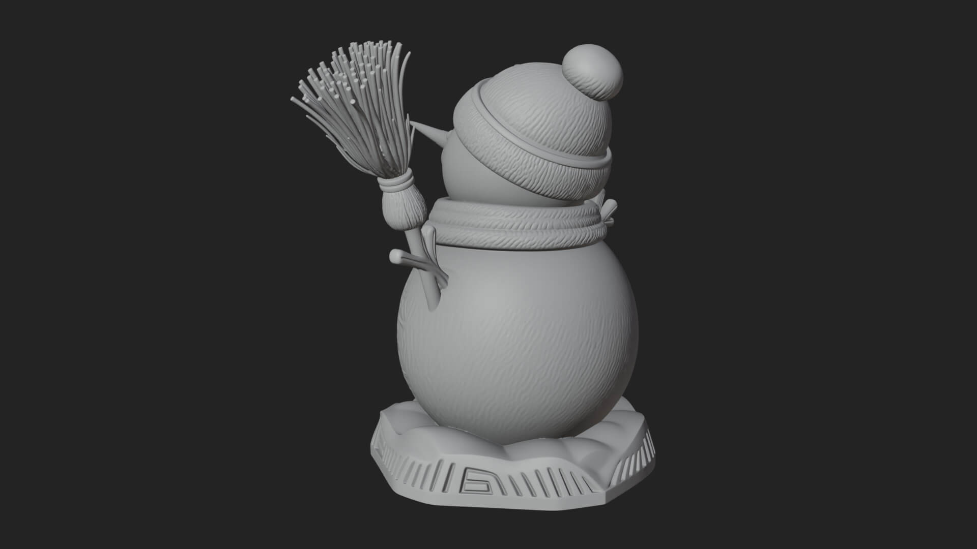 Knit Hat Snowman Statue Design 53 3D Print Model 3D Model