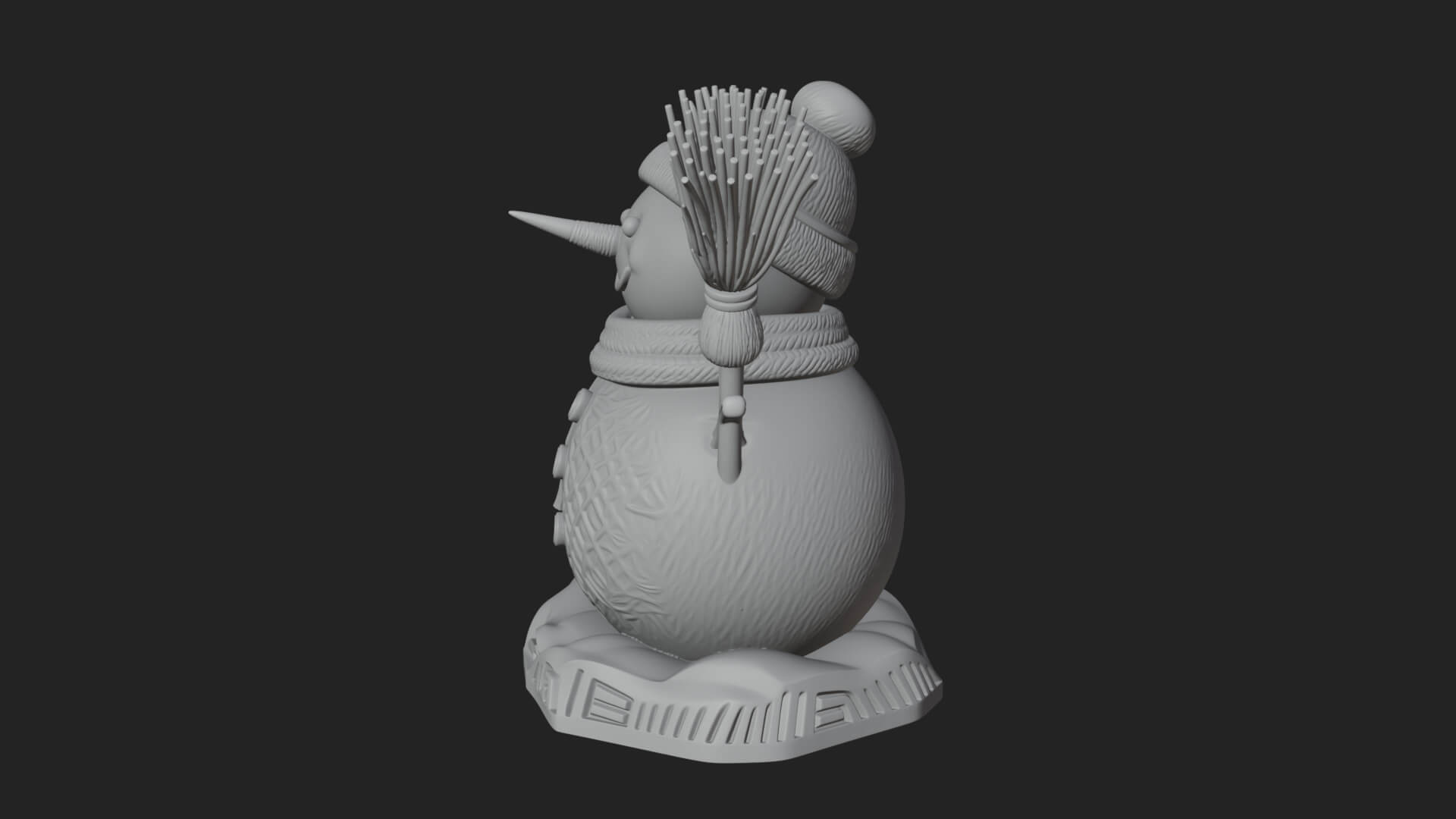Knit Hat Snowman Statue Design 53 3D Print Model 3D Model