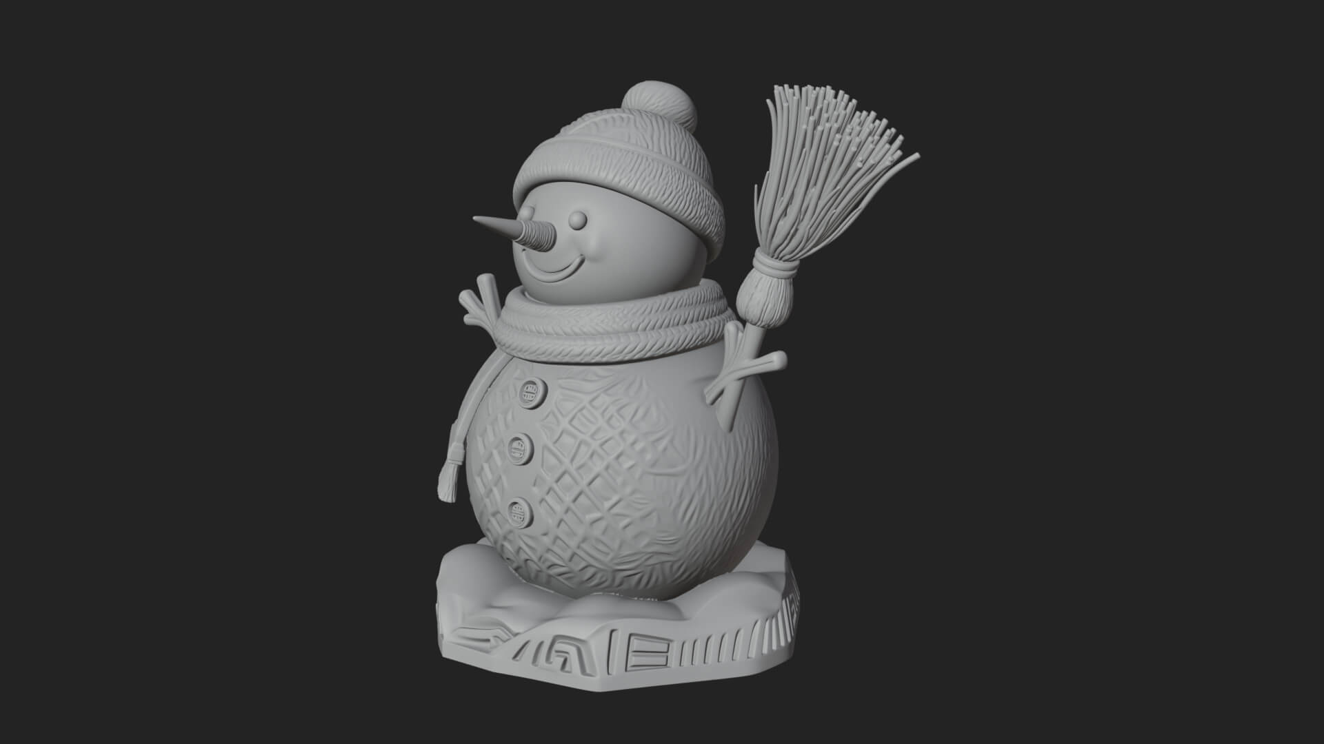 Knit Hat Snowman Statue Design 53 3D Print Model 3D Model