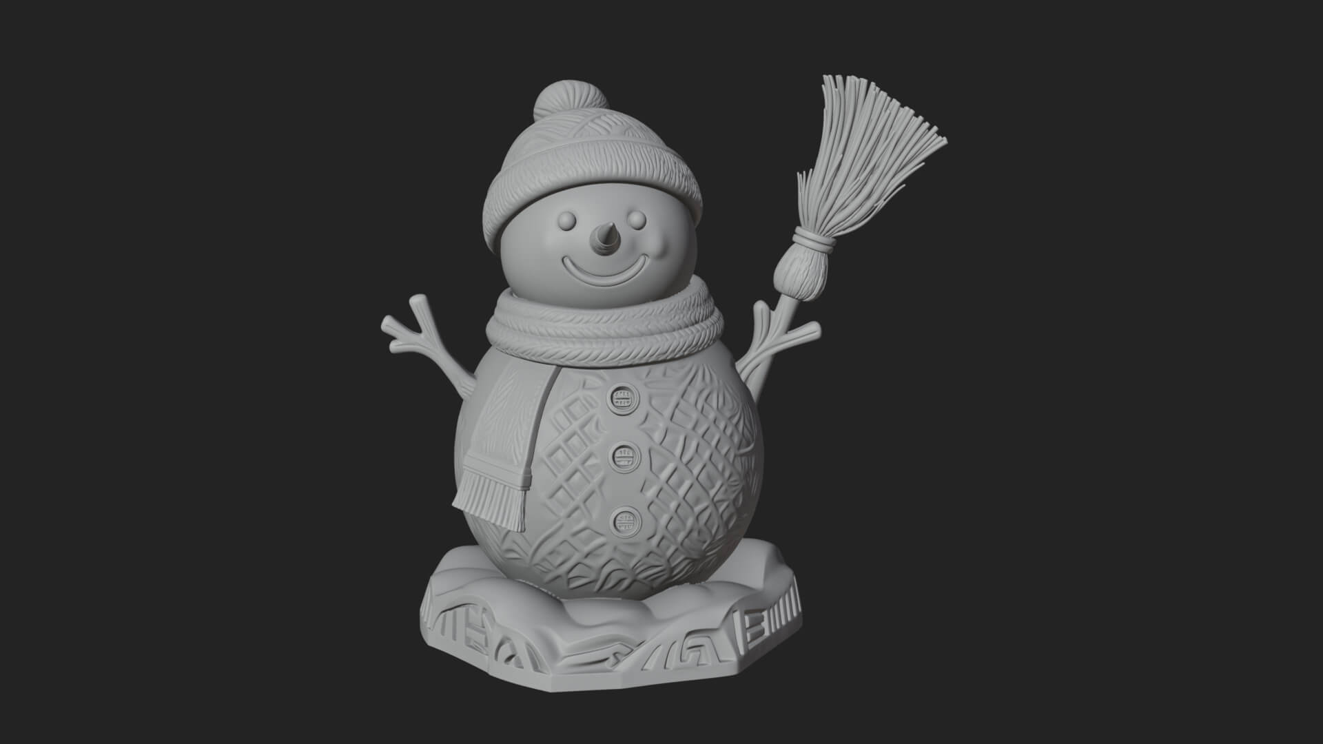 Knit Hat Snowman Statue Design 53 3D Print Model 3D Model