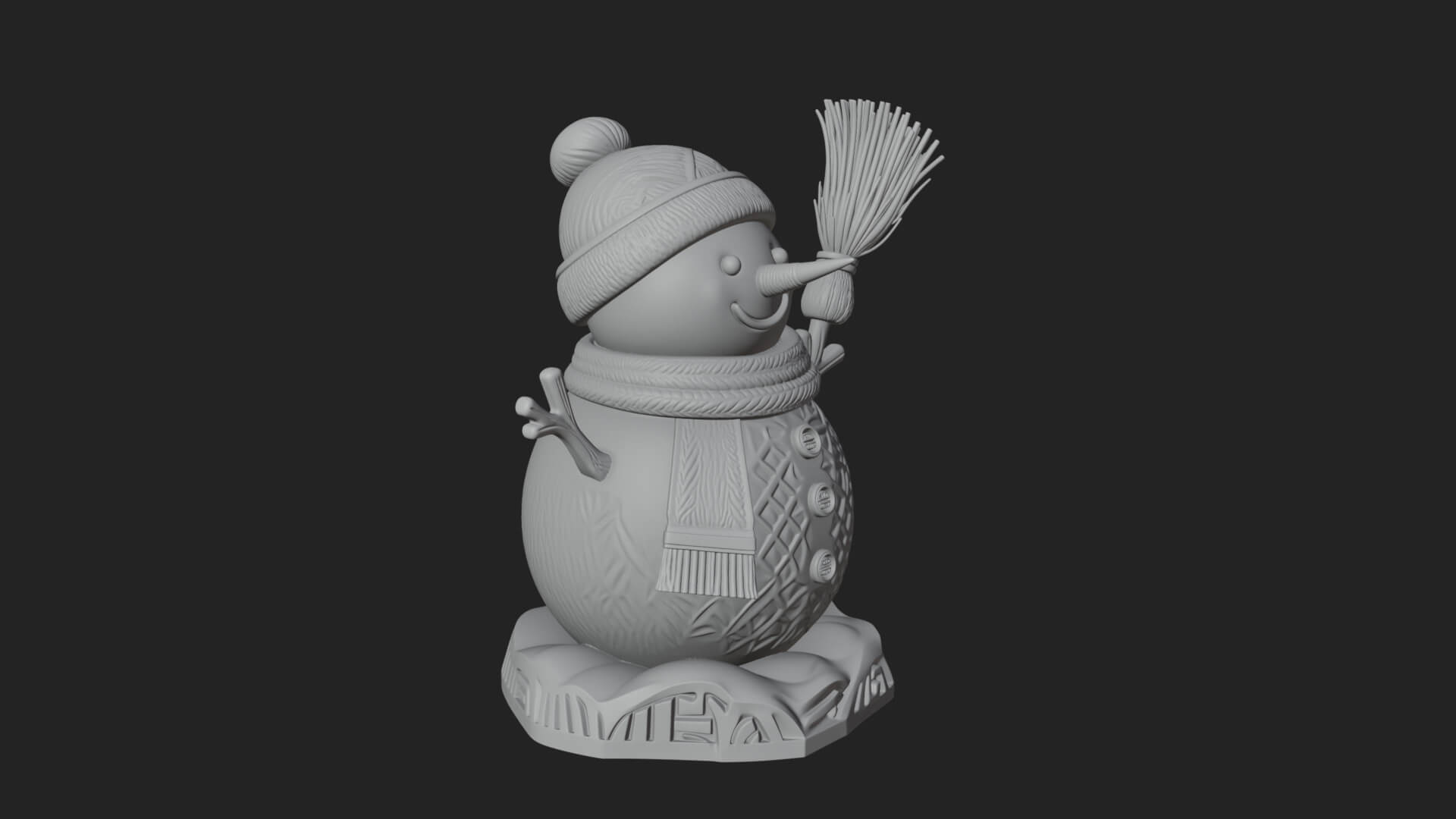 Knit Hat Snowman Statue Design 53 3D Print Model 3D Model