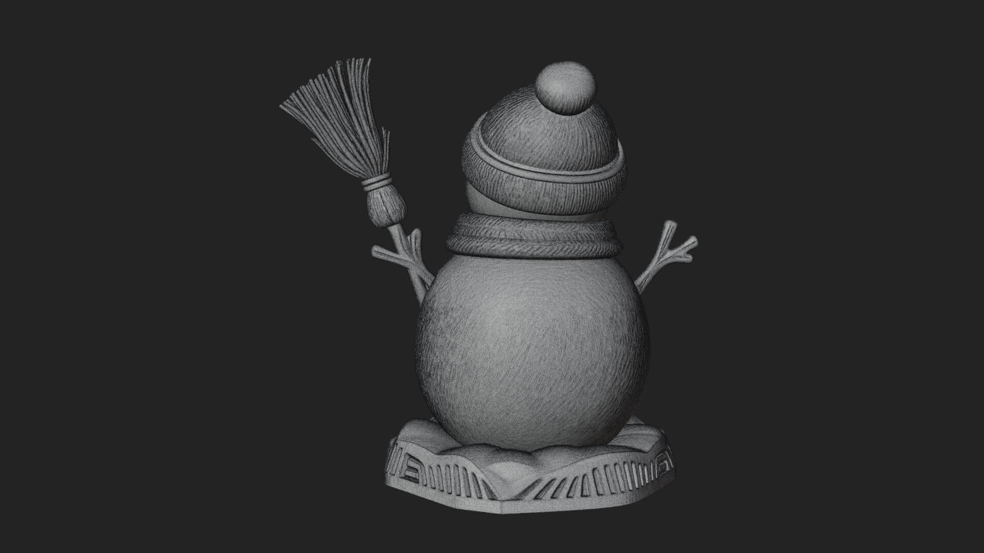 Knit Hat Snowman Statue Design 53 3D Print Model 3D Model