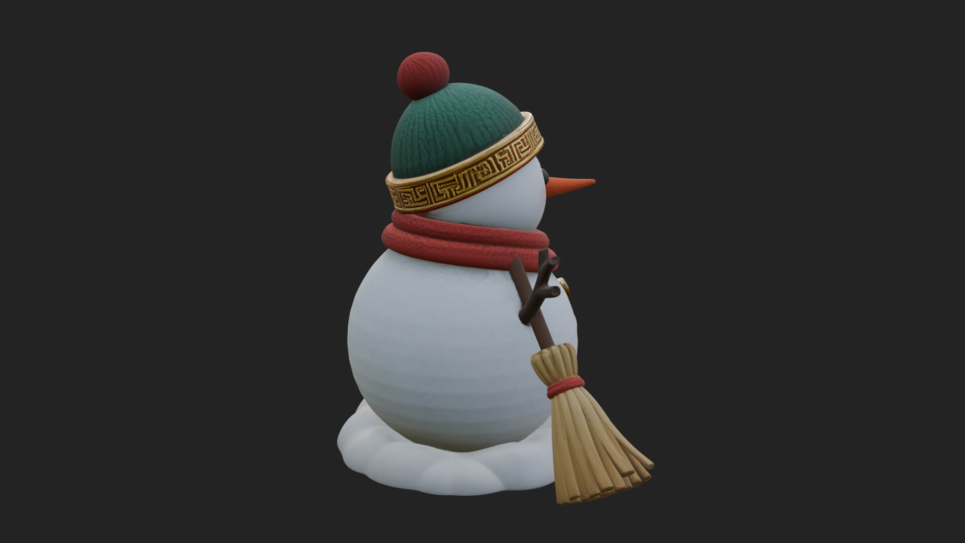 Knit Hat Snowman Statue Design 54 3D Print Model 3D Model