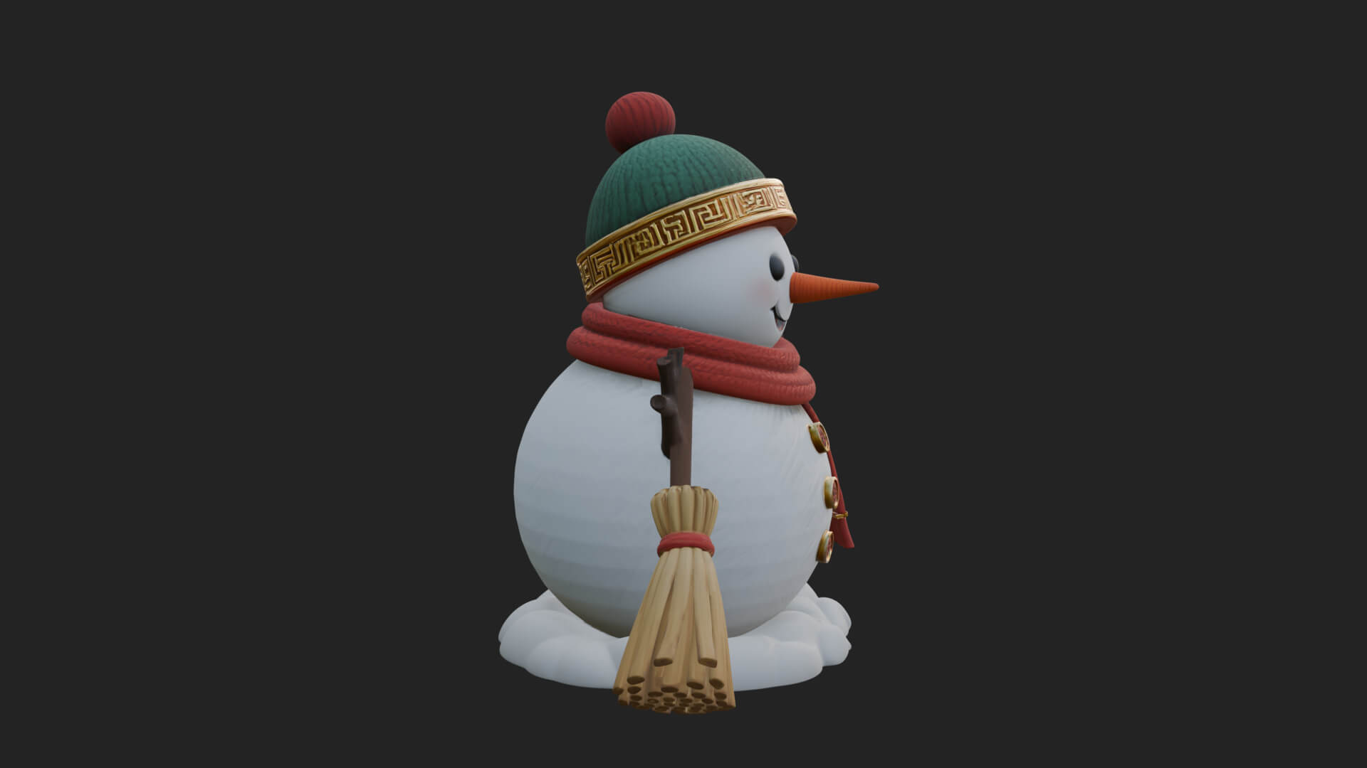 Knit Hat Snowman Statue Design 54 3D Print Model 3D Model