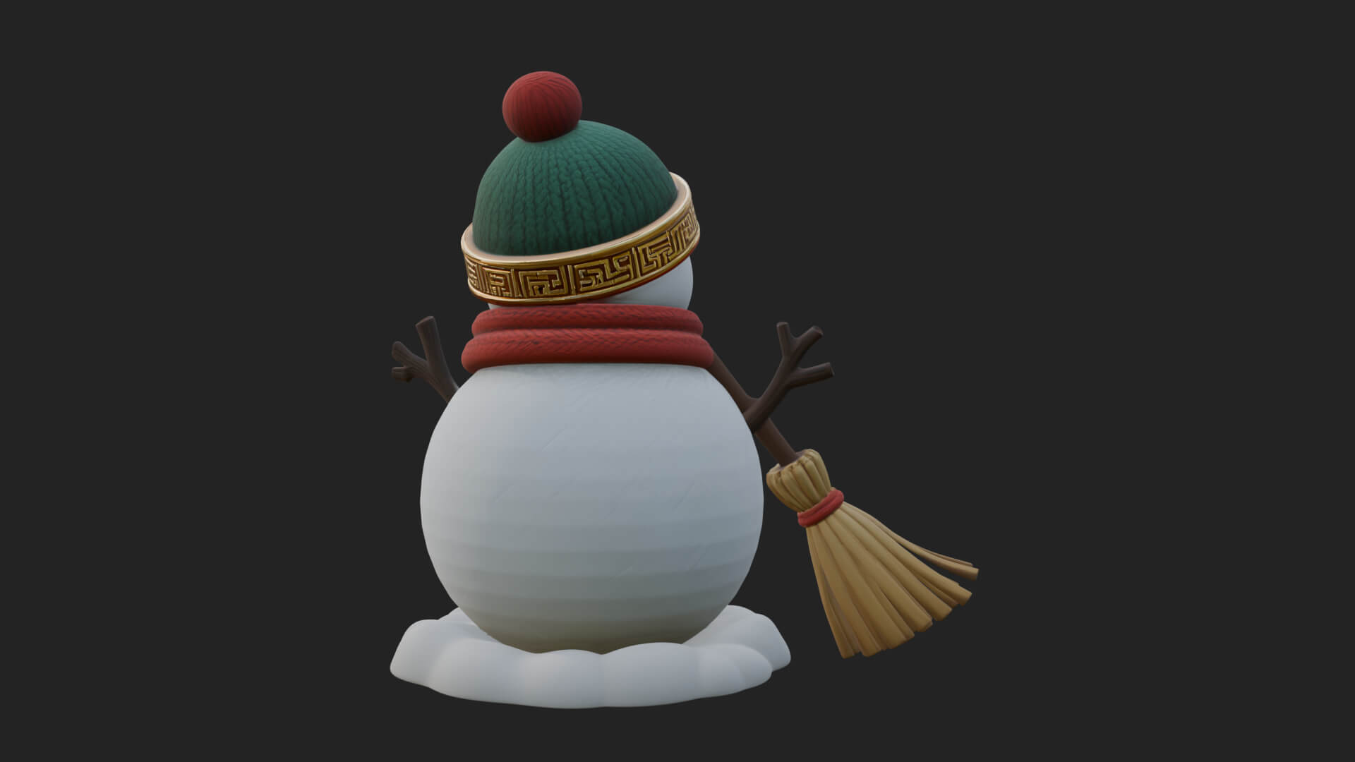 Knit Hat Snowman Statue Design 54 3D Print Model 3D Model