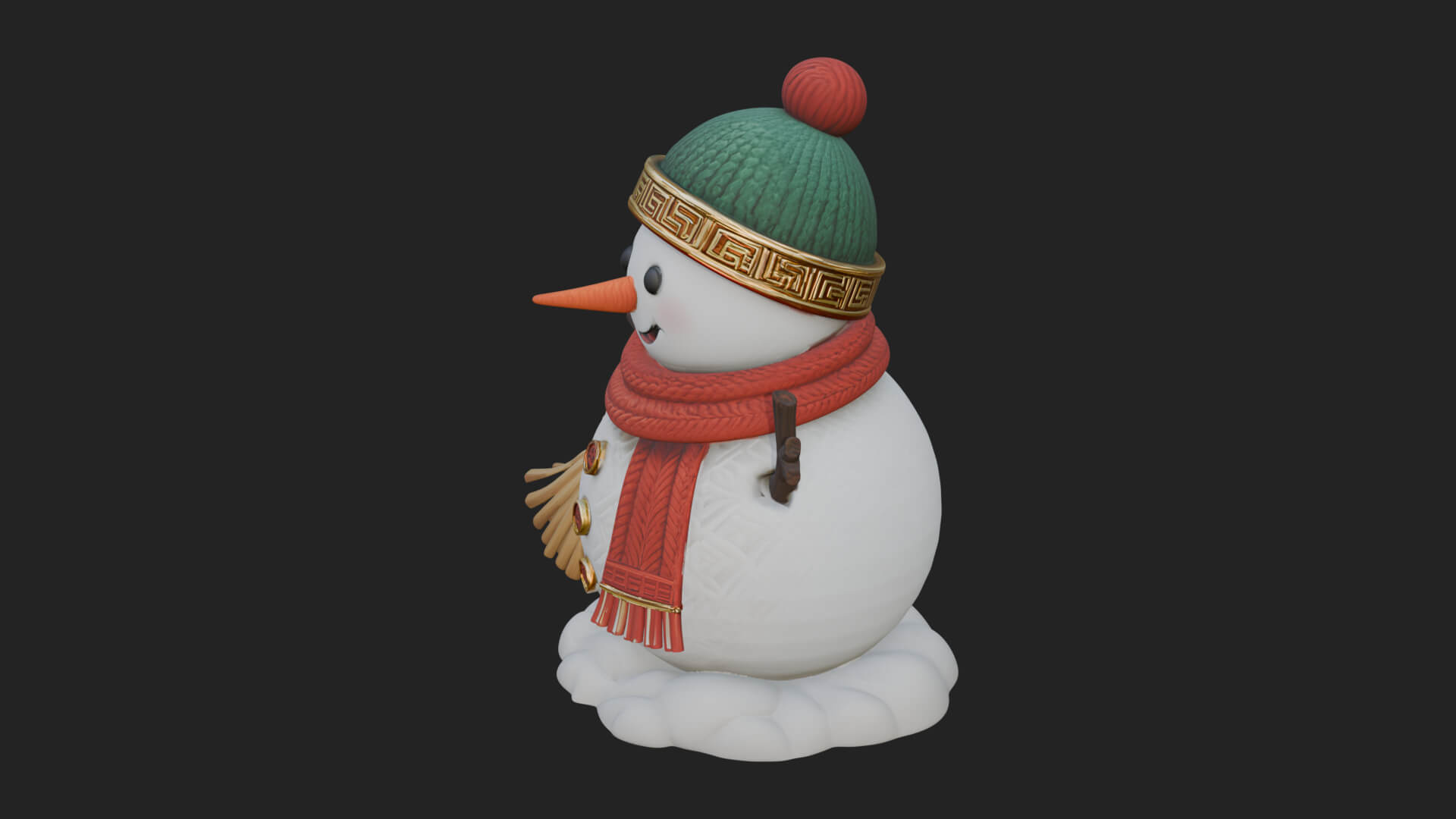 Knit Hat Snowman Statue Design 54 3D Print Model 3D Model