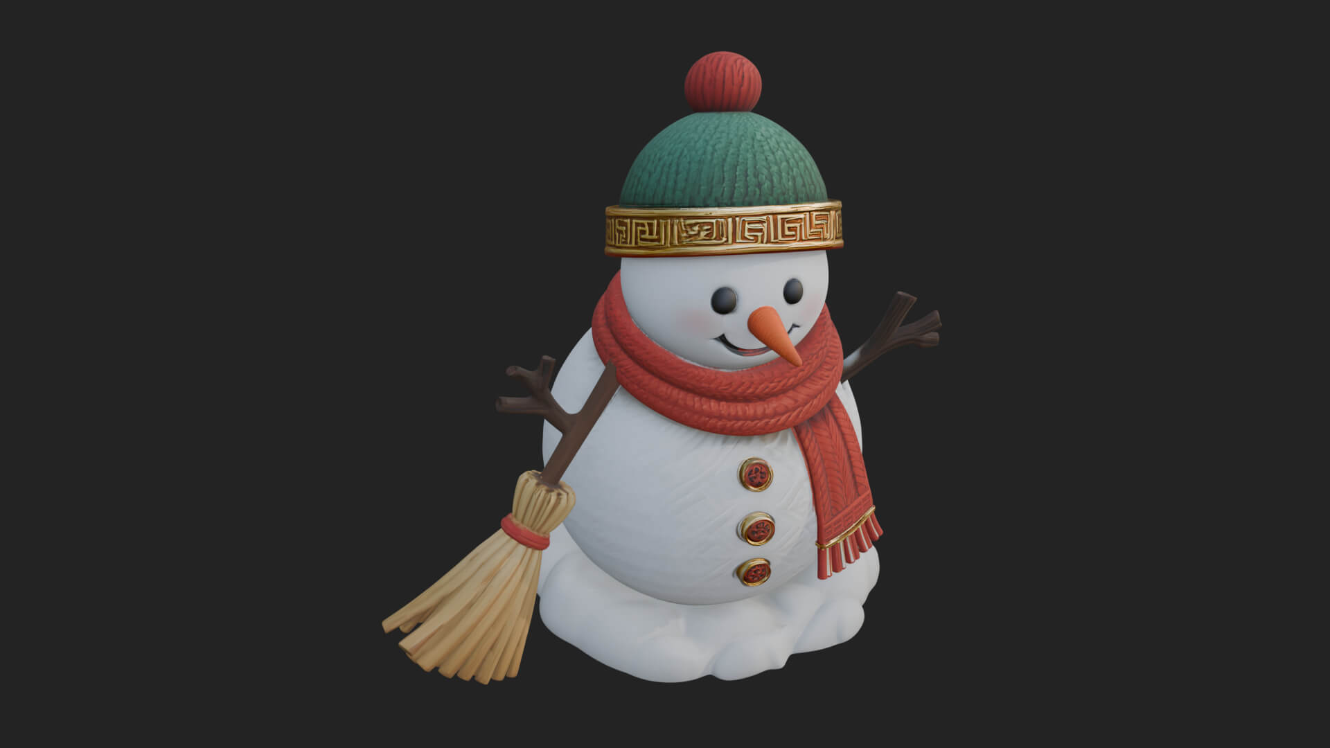 Knit Hat Snowman Statue Design 54 3D Print Model 3D Model