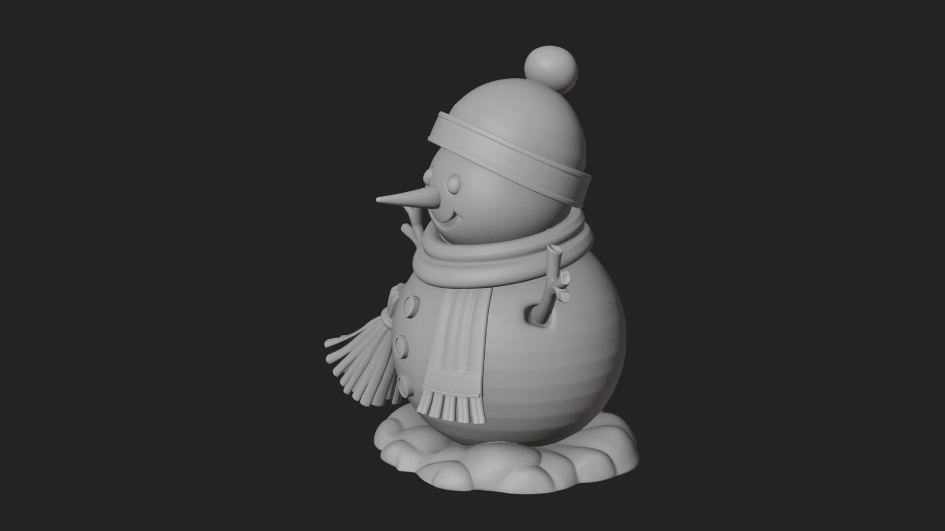 Knit Hat Snowman Statue Design 54 3D Print Model 3D Model