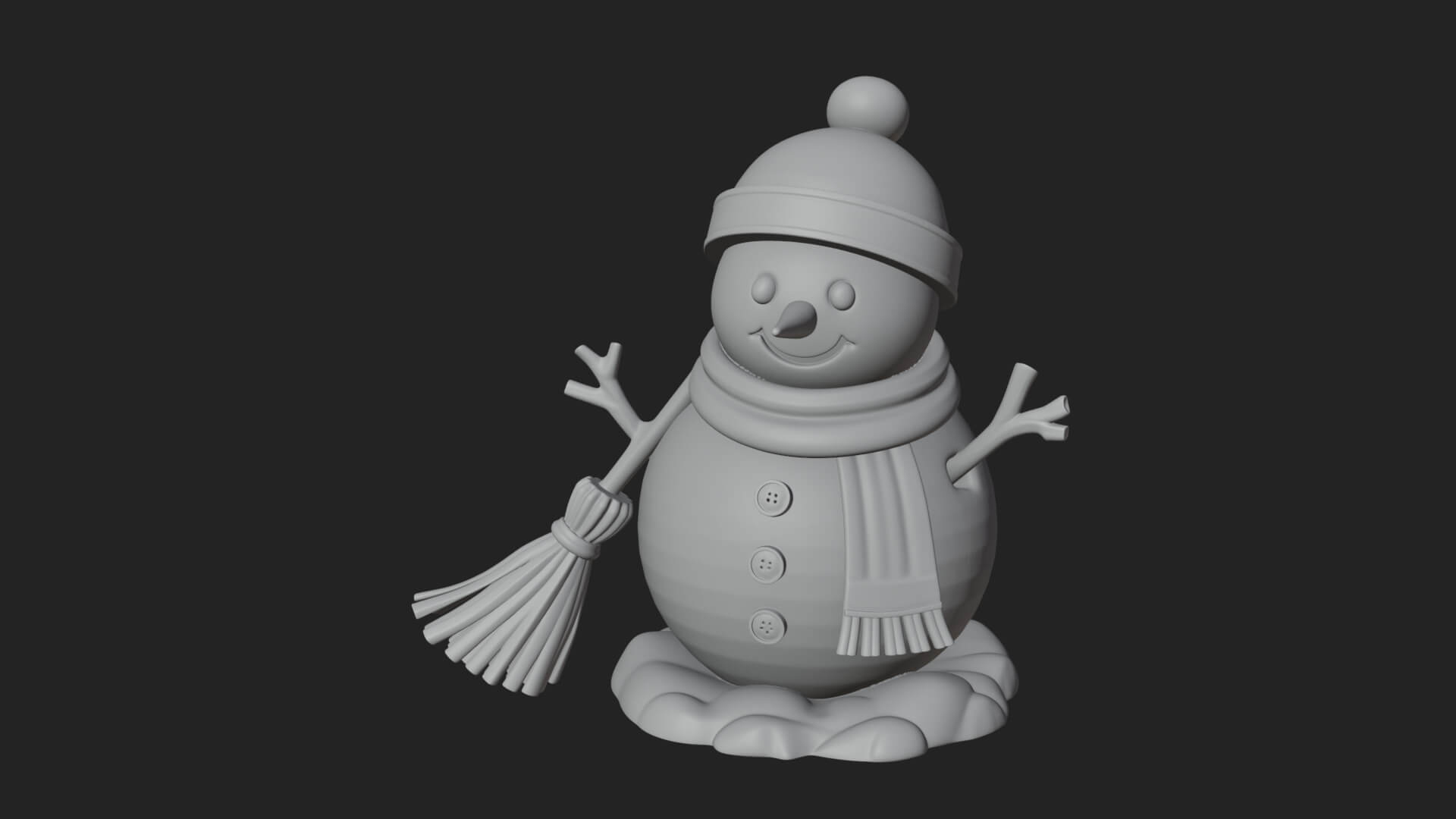 Knit Hat Snowman Statue Design 54 3D Print Model 3D Model