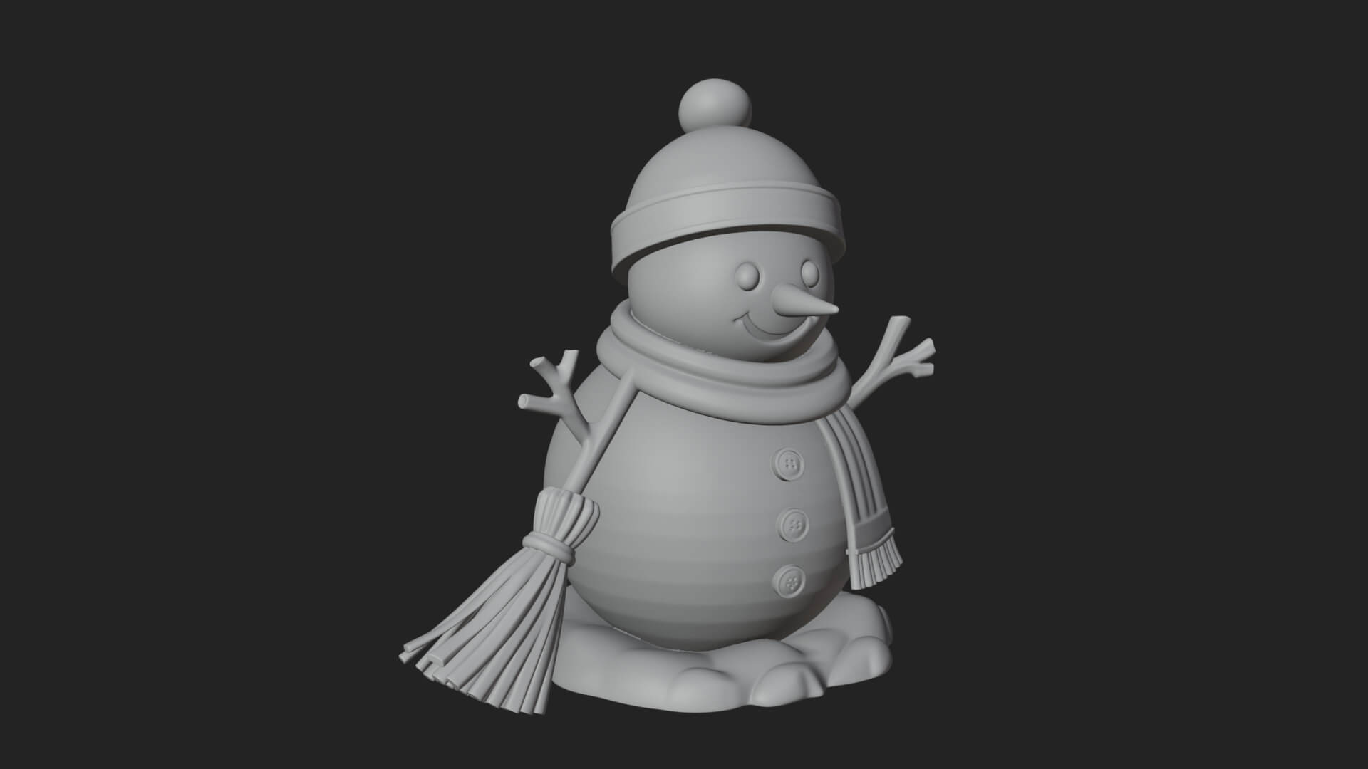 Knit Hat Snowman Statue Design 54 3D Print Model 3D Model