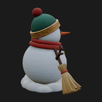 Knit Hat Snowman Statue Design 54 3D Print Model