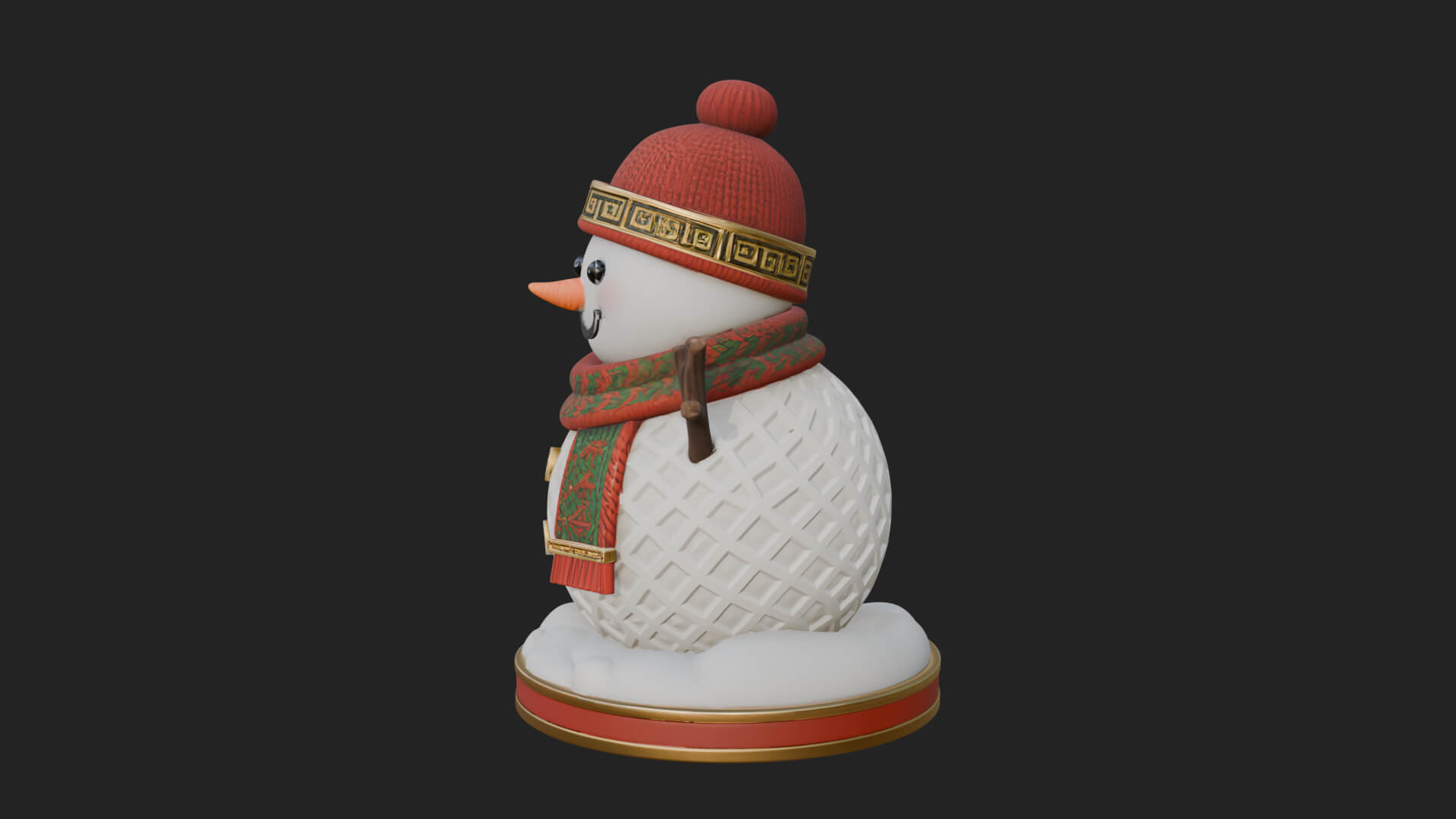 Knit Hat Snowman Statue Design 55 3D Print Model 3D Model