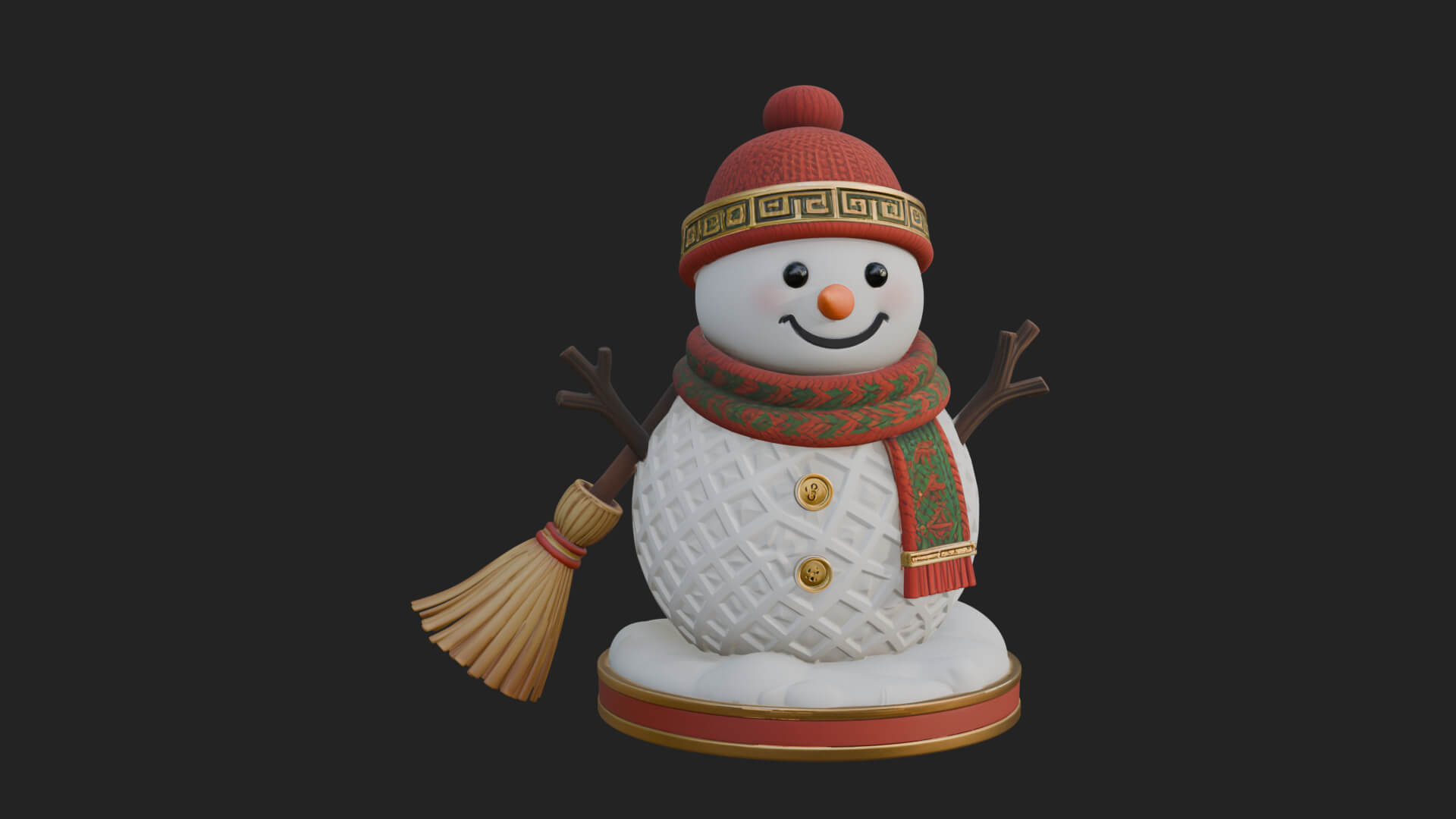 Knit Hat Snowman Statue Design 55 3D Print Model 3D Model