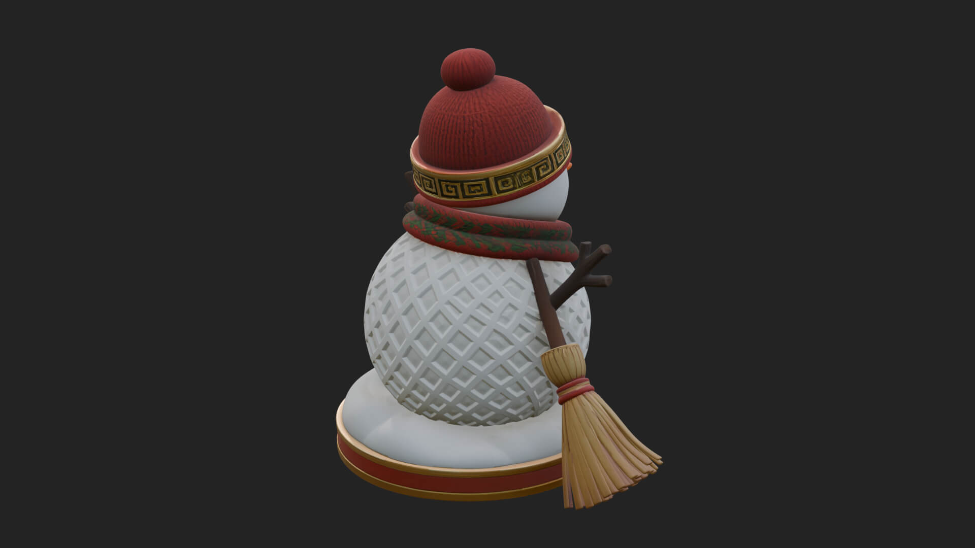 Knit Hat Snowman Statue Design 55 3D Print Model 3D Model