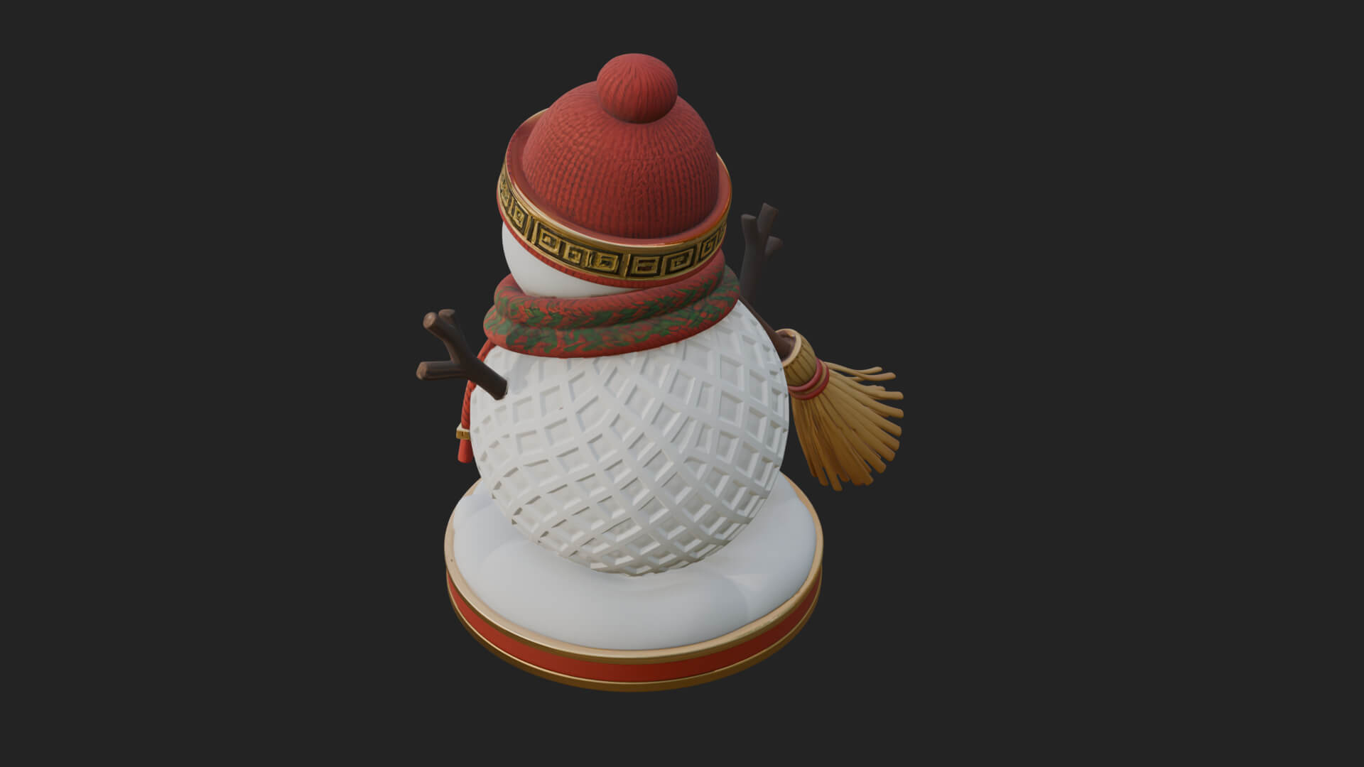 Knit Hat Snowman Statue Design 55 3D Print Model 3D Model