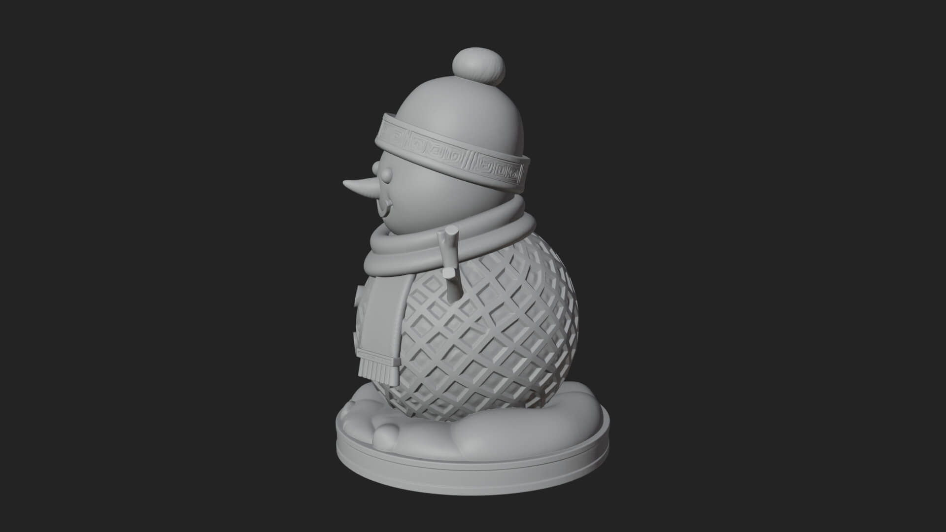 Knit Hat Snowman Statue Design 55 3D Print Model 3D Model