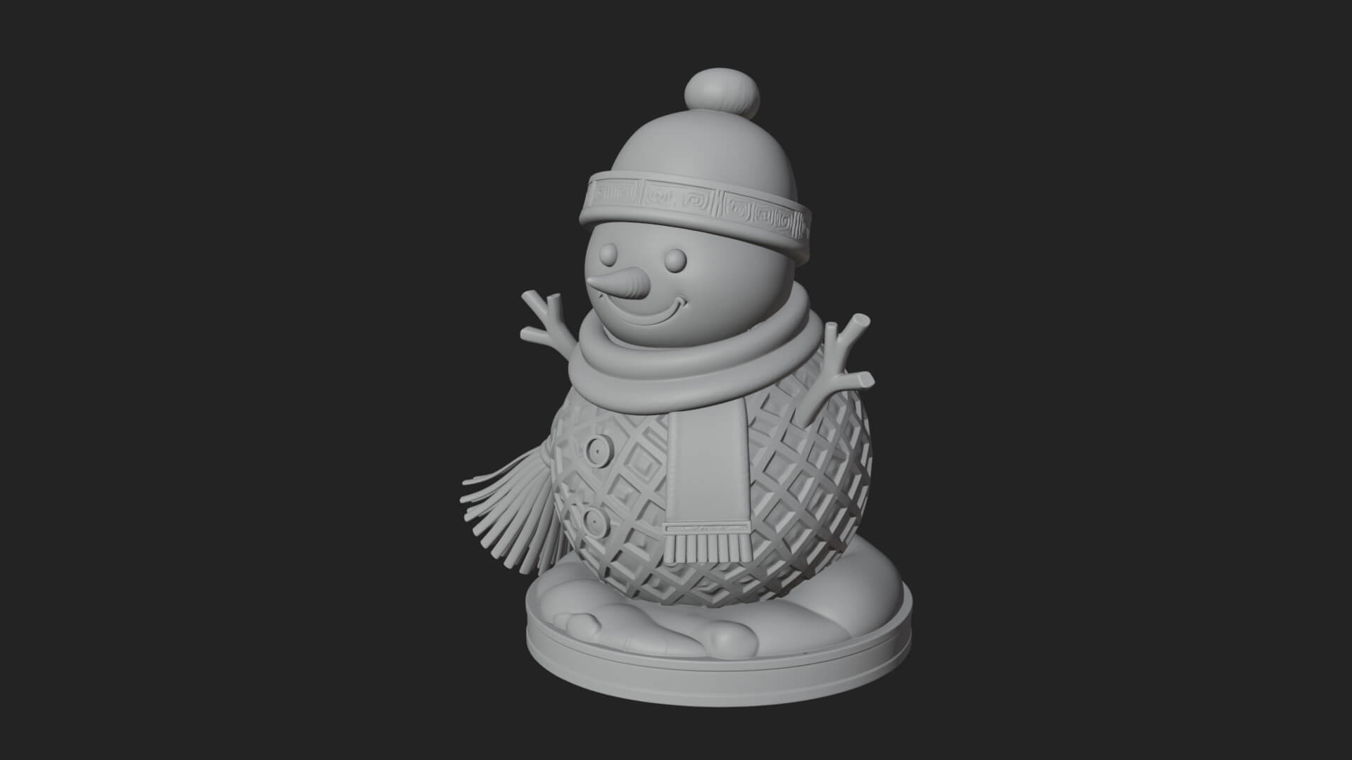 Knit Hat Snowman Statue Design 55 3D Print Model 3D Model