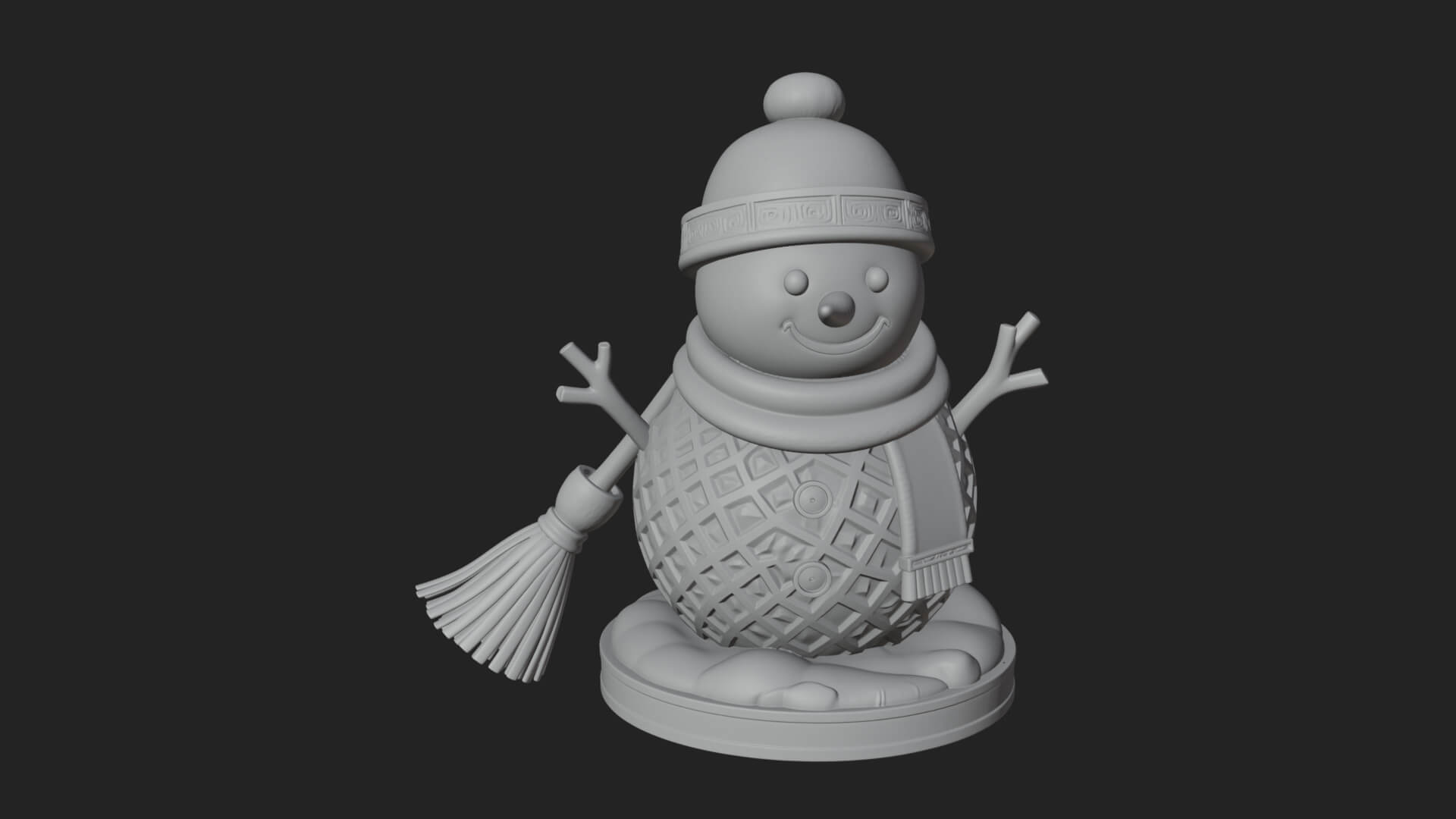 Knit Hat Snowman Statue Design 55 3D Print Model 3D Model
