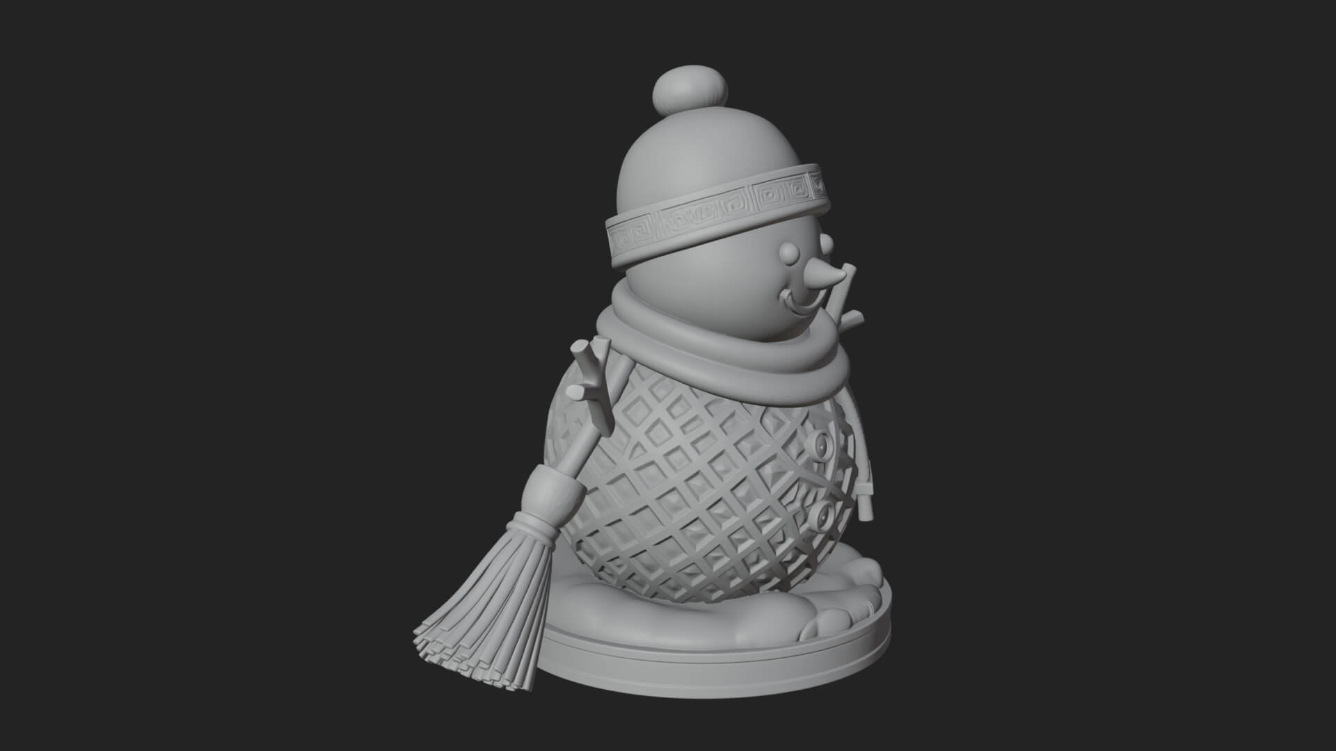 Knit Hat Snowman Statue Design 55 3D Print Model 3D Model