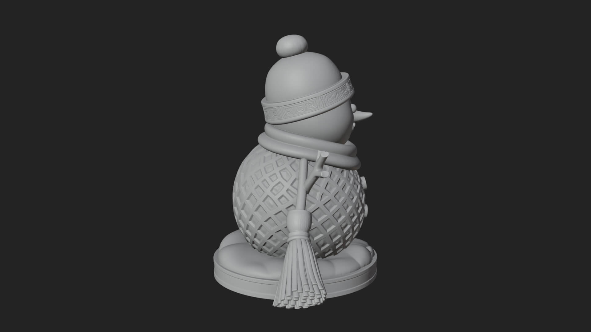 Knit Hat Snowman Statue Design 55 3D Print Model 3D Model