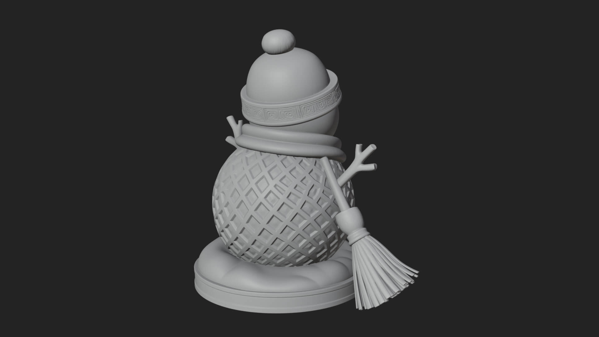 Knit Hat Snowman Statue Design 55 3D Print Model 3D Model