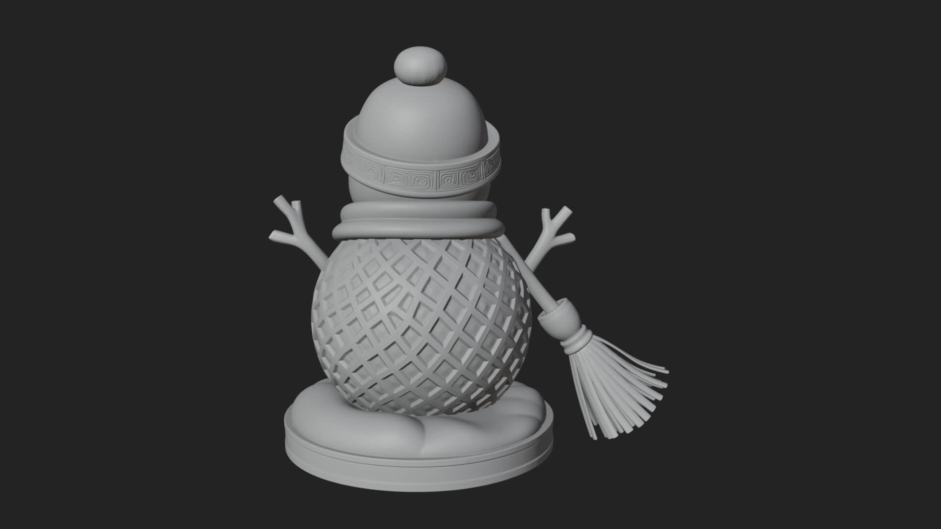 Knit Hat Snowman Statue Design 55 3D Print Model 3D Model