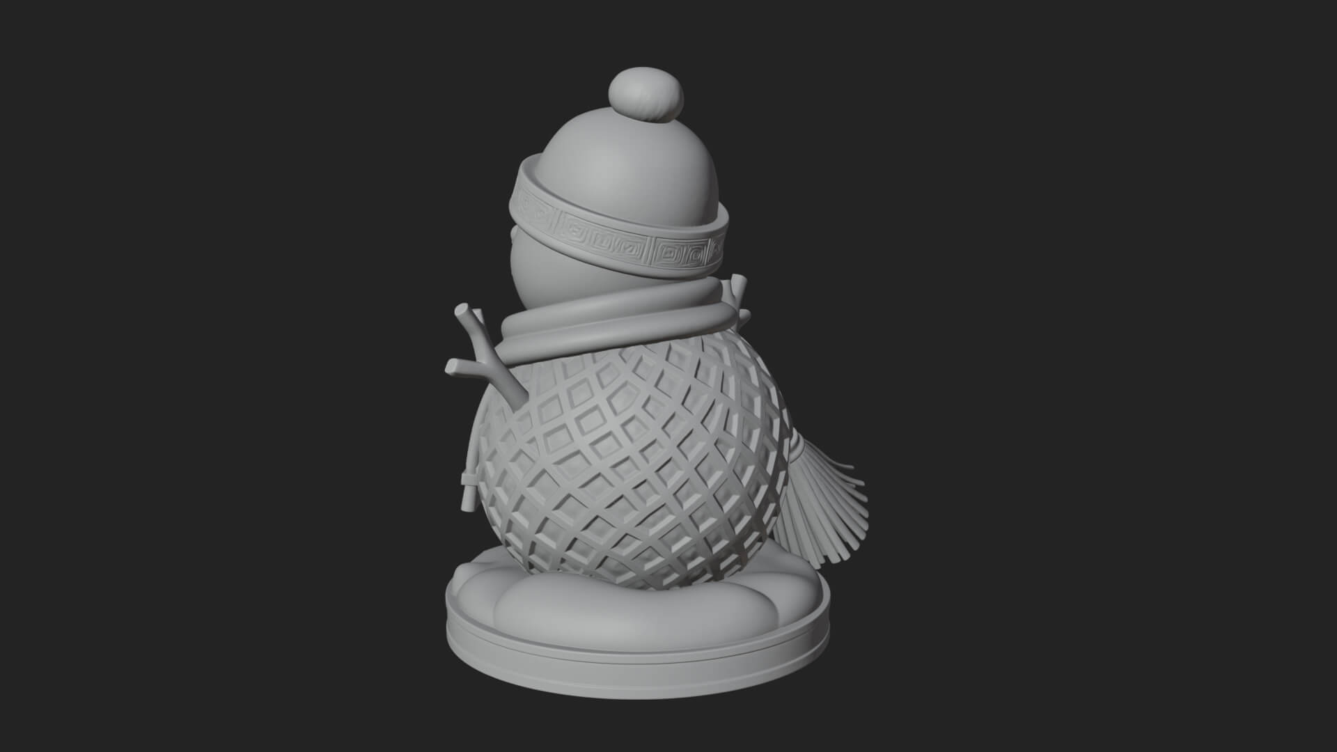 Knit Hat Snowman Statue Design 55 3D Print Model 3D Model