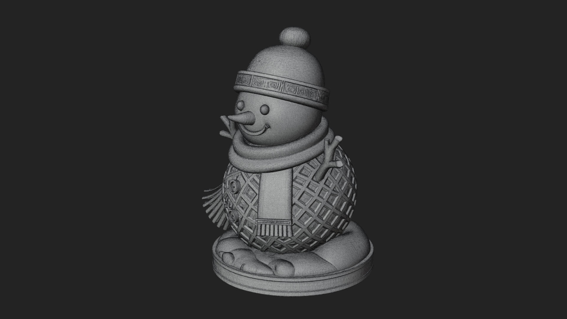 Knit Hat Snowman Statue Design 55 3D Print Model 3D Model