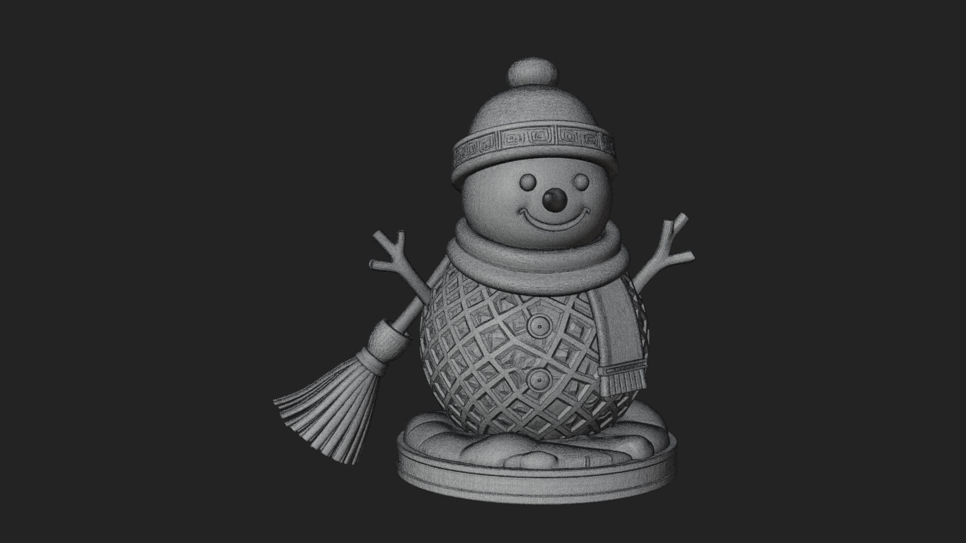 Knit Hat Snowman Statue Design 55 3D Print Model 3D Model