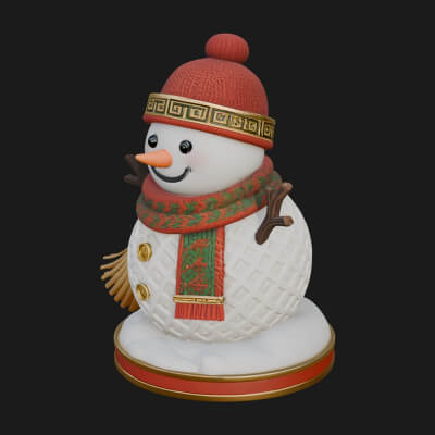 Knit Hat Snowman Statue Design 55 3D Print Model