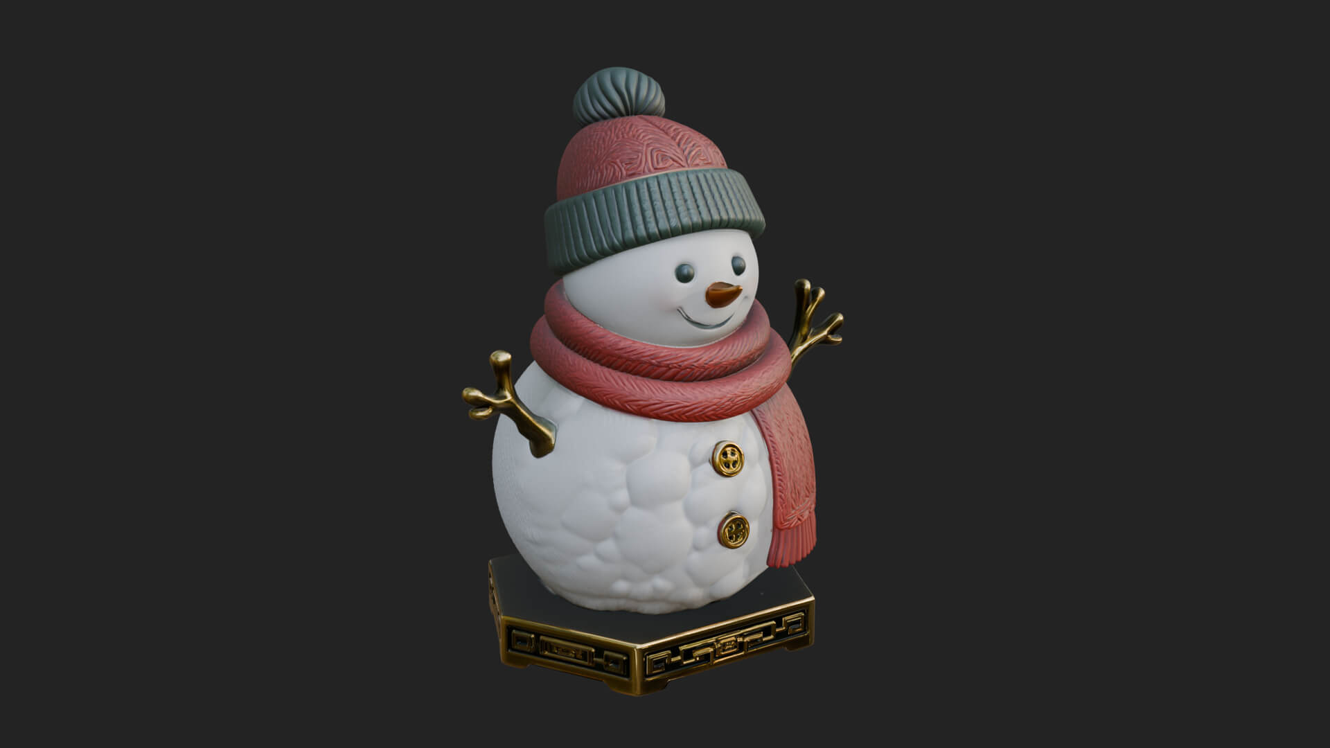 Knit Hat Snowman Statue Design 56 3D Print Model 3D Model