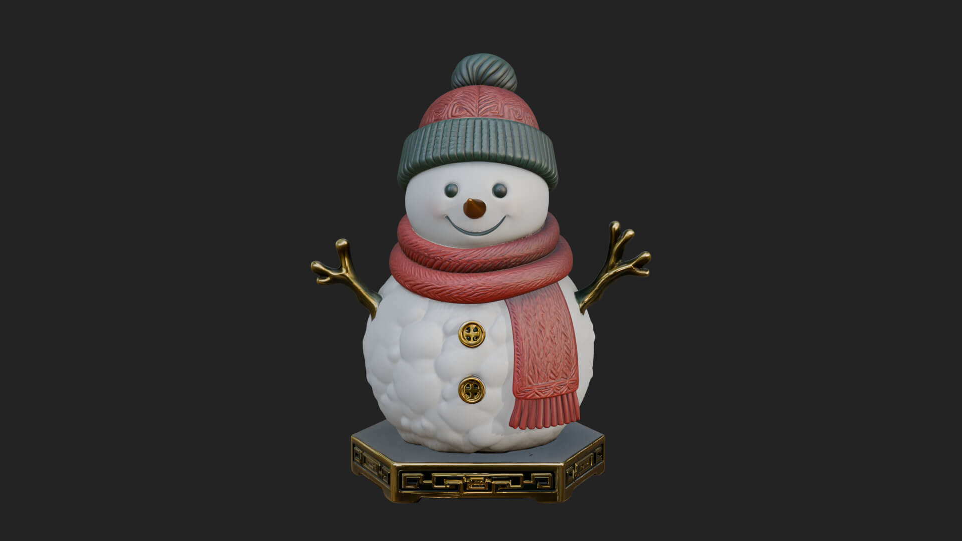 Knit Hat Snowman Statue Design 56 3D Print Model 3D Model