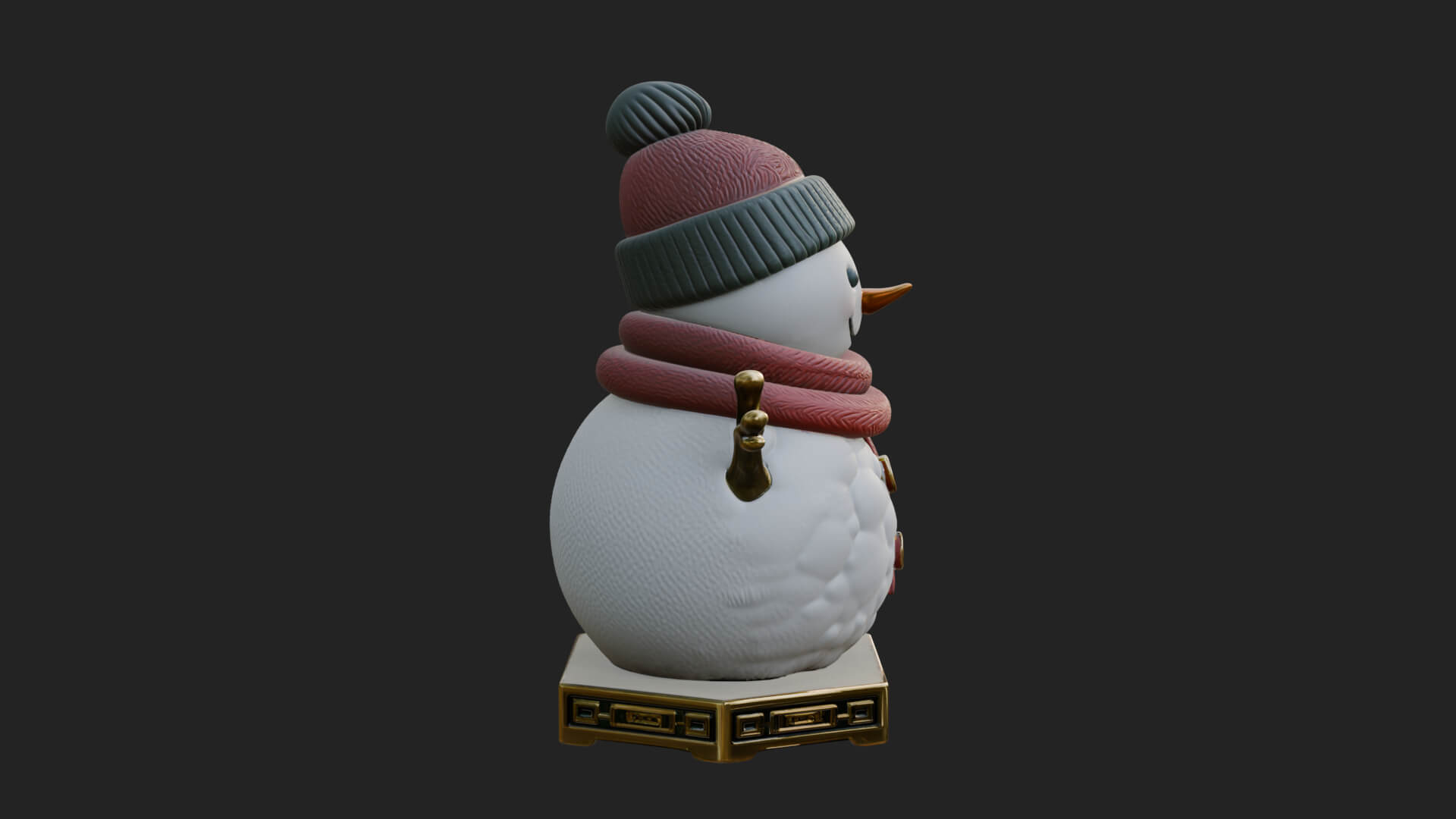 Knit Hat Snowman Statue Design 56 3D Print Model 3D Model