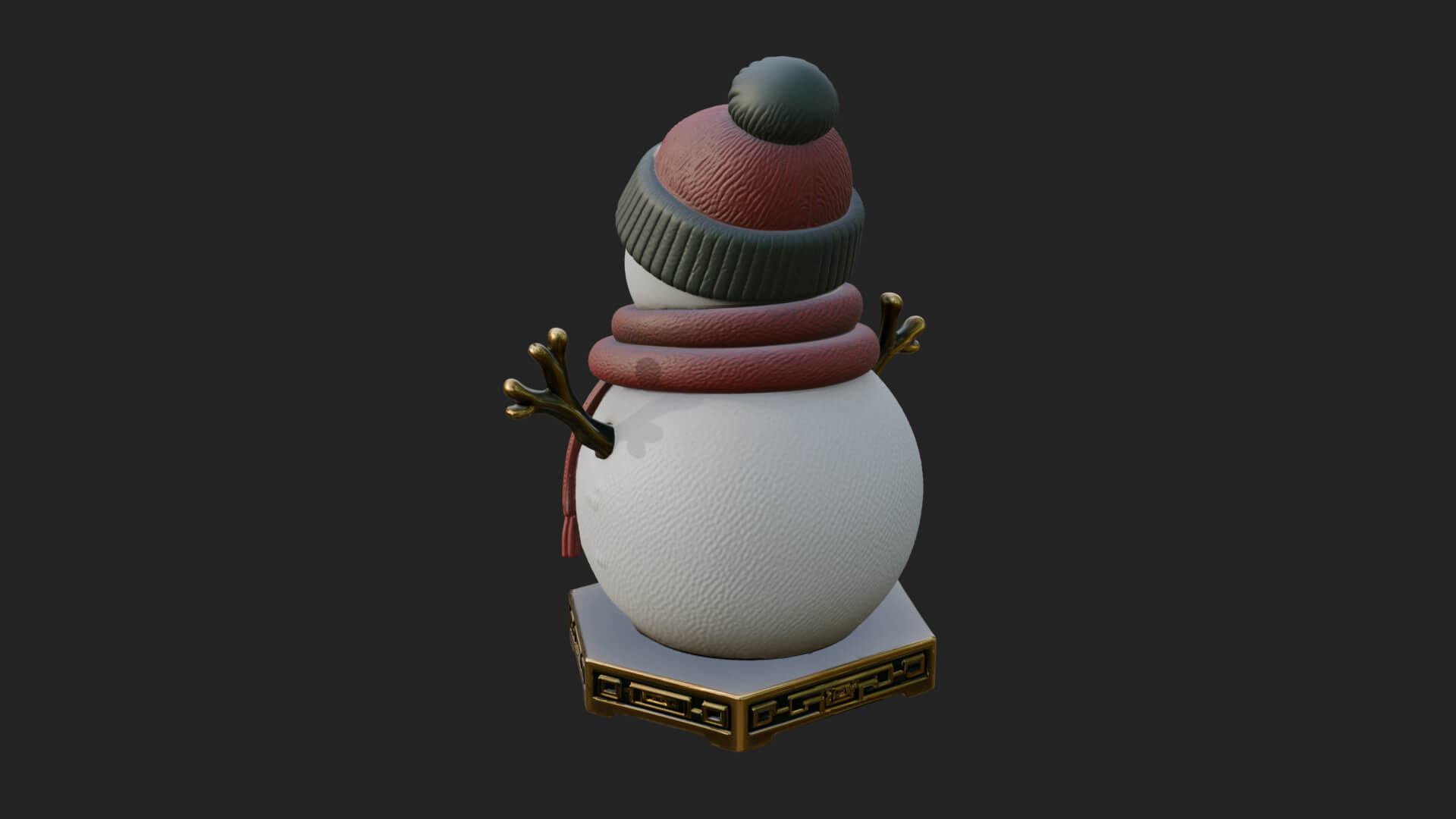 Knit Hat Snowman Statue Design 56 3D Print Model 3D Model