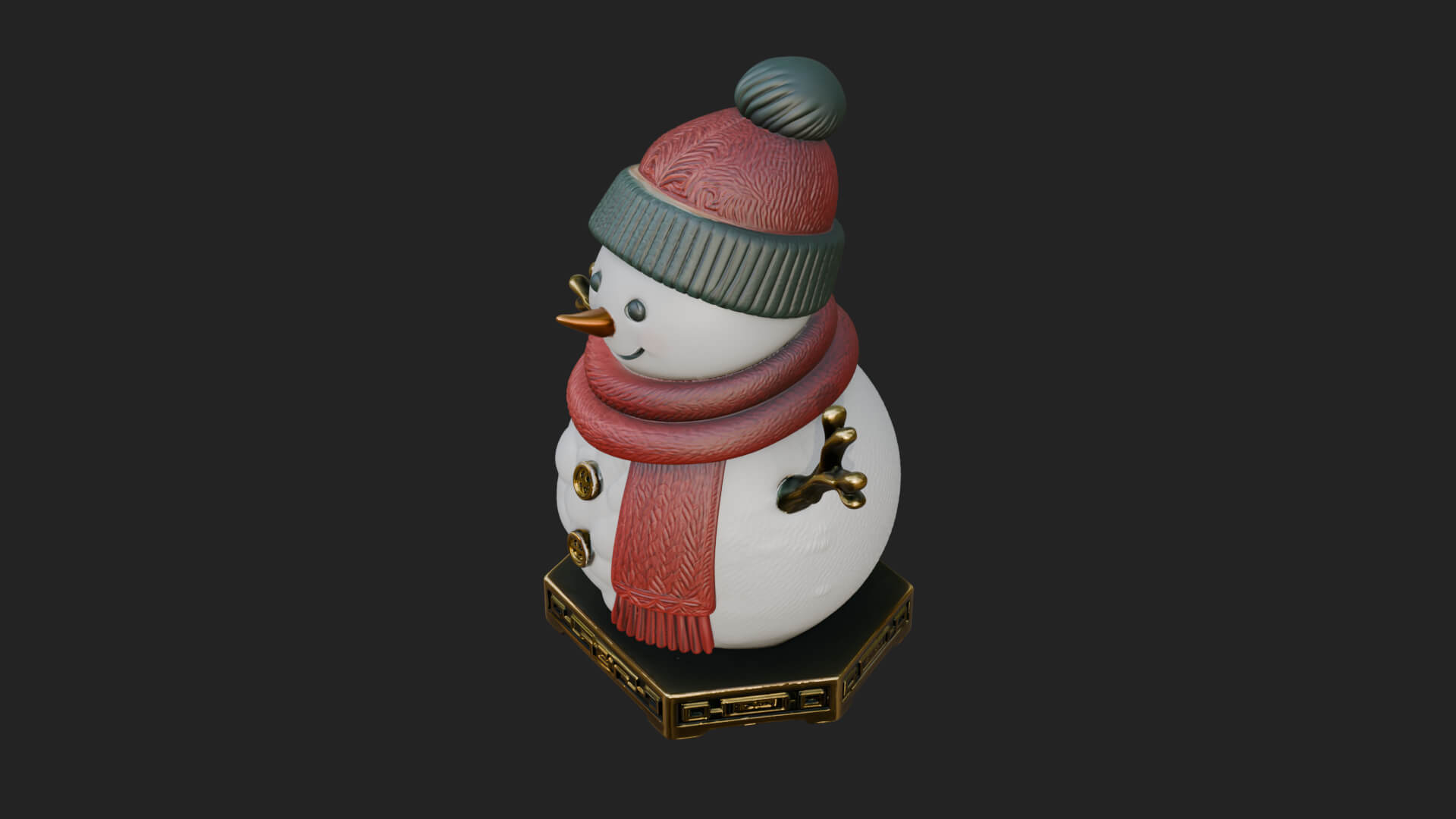 Knit Hat Snowman Statue Design 56 3D Print Model 3D Model