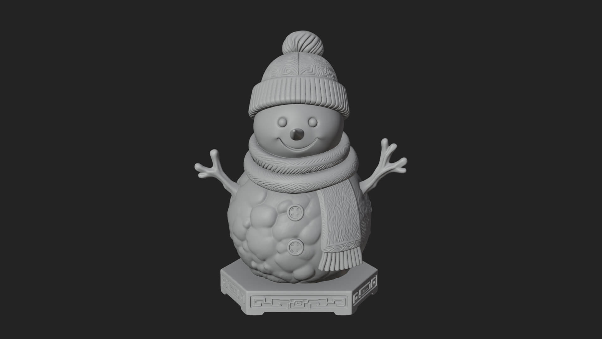 Knit Hat Snowman Statue Design 56 3D Print Model 3D Model