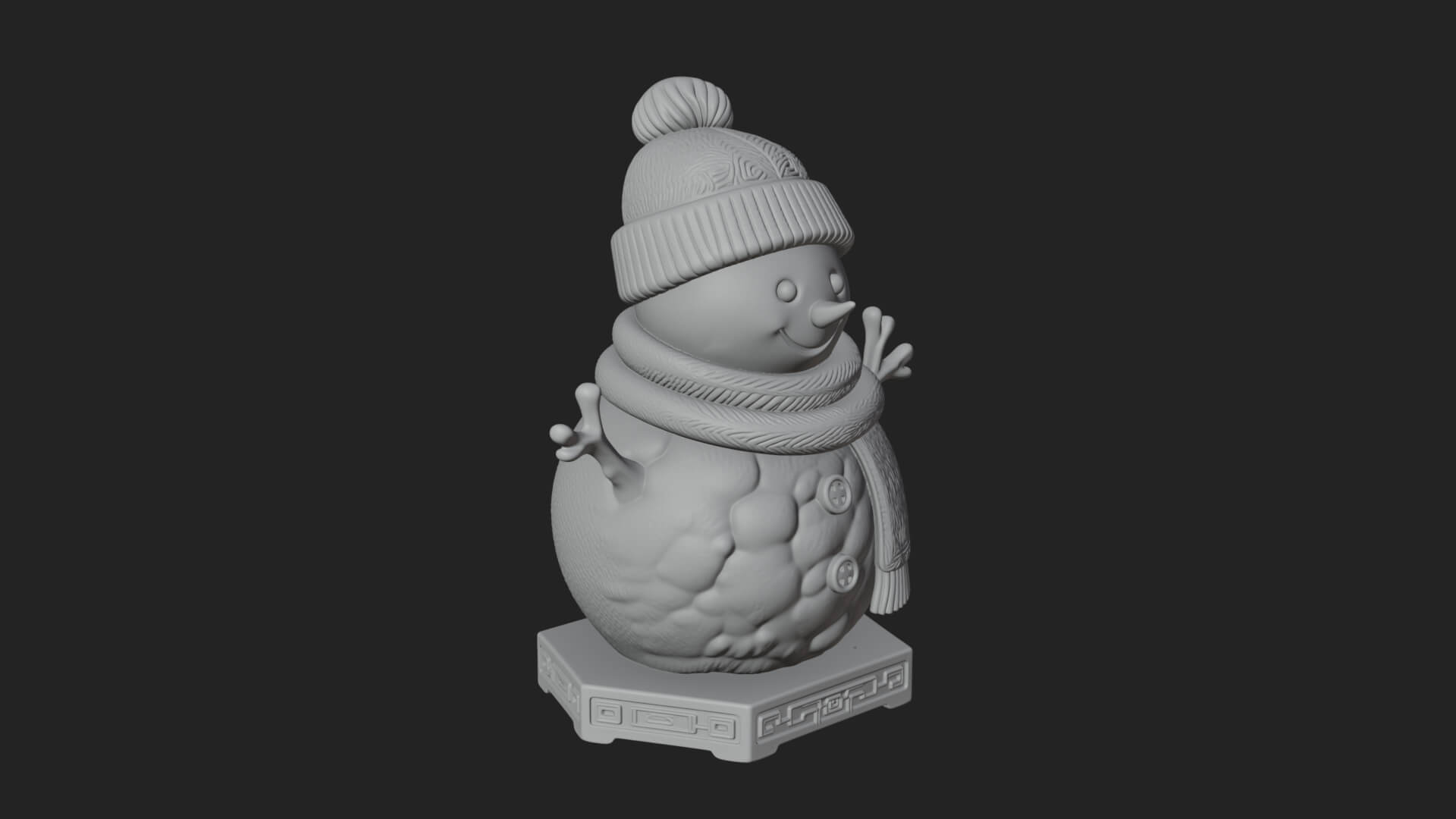 Knit Hat Snowman Statue Design 56 3D Print Model 3D Model
