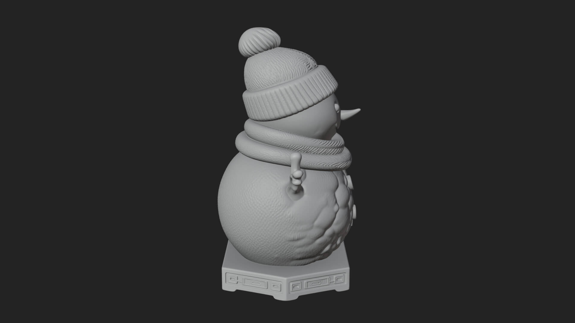 Knit Hat Snowman Statue Design 56 3D Print Model 3D Model