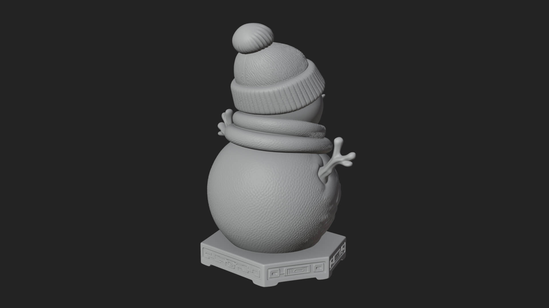 Knit Hat Snowman Statue Design 56 3D Print Model 3D Model