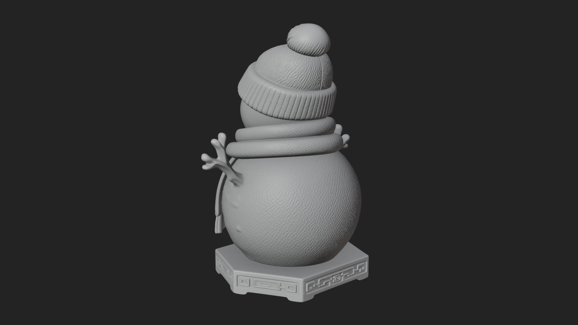 Knit Hat Snowman Statue Design 56 3D Print Model 3D Model