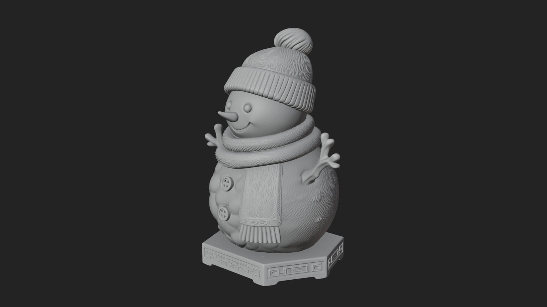 Knit Hat Snowman Statue Design 56 3D Print Model 3D Model