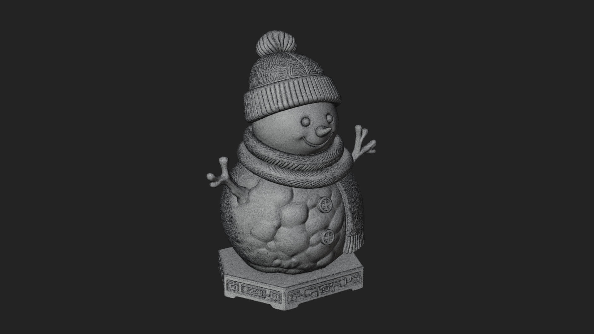 Knit Hat Snowman Statue Design 56 3D Print Model 3D Model