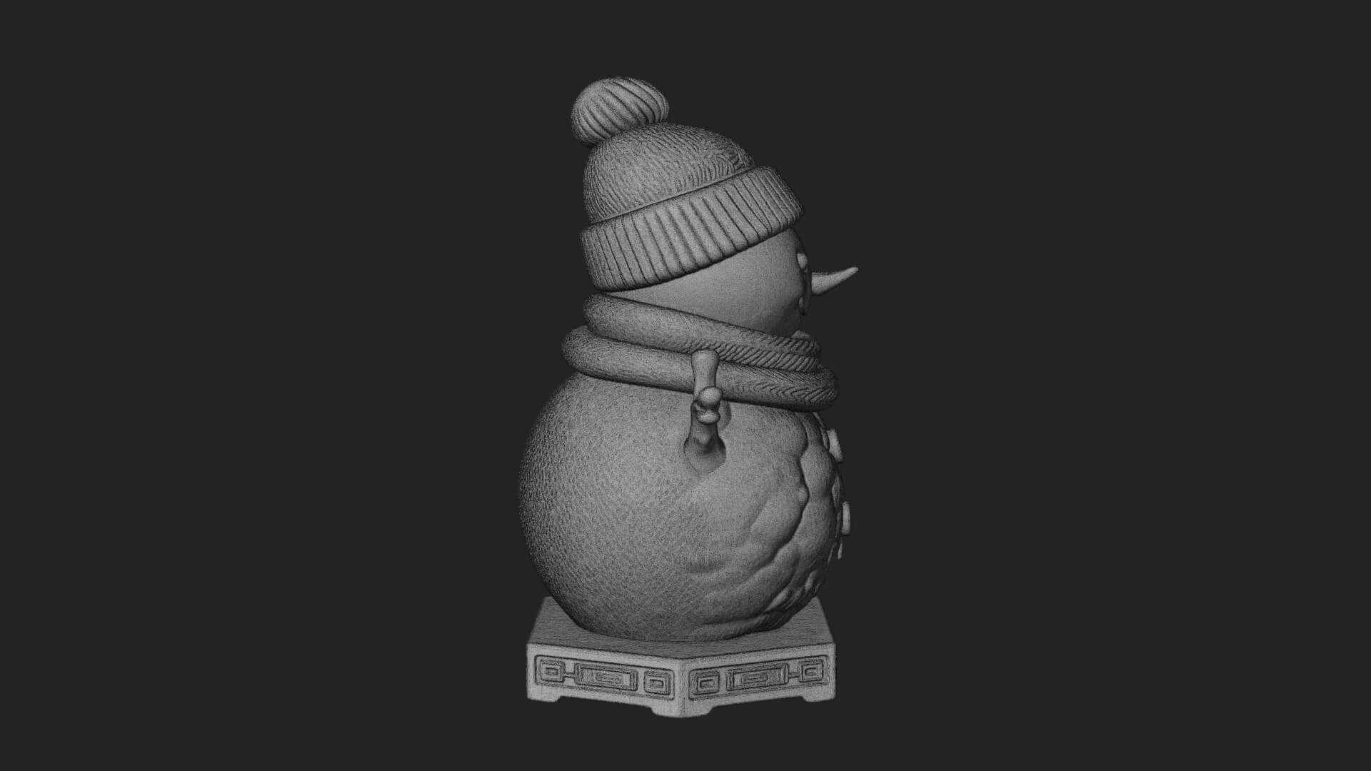 Knit Hat Snowman Statue Design 56 3D Print Model 3D Model