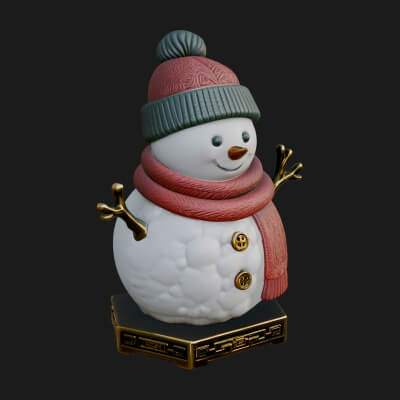 Knit Hat Snowman Statue Design 56 3D Print Model