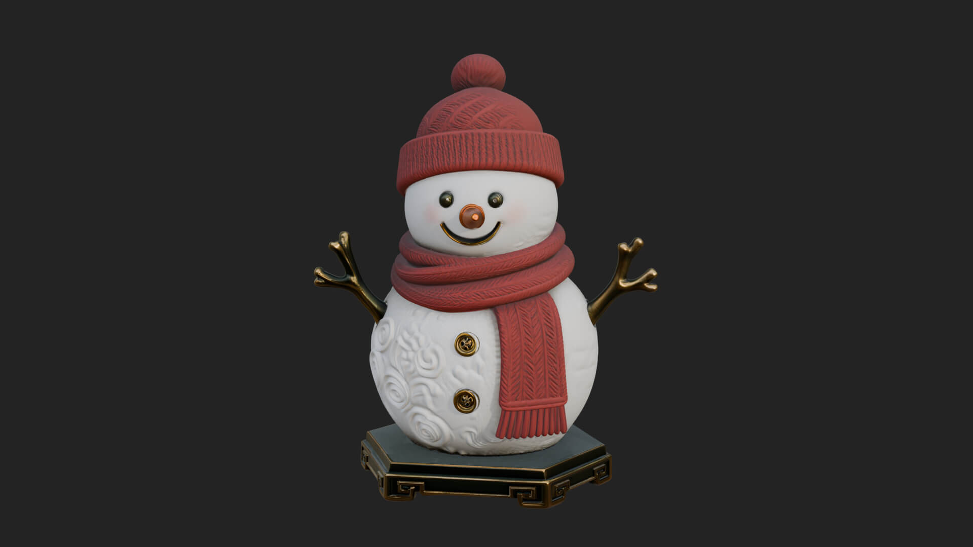 Knit Hat Snowman Statue Design 57 3D Print Model 3D Model