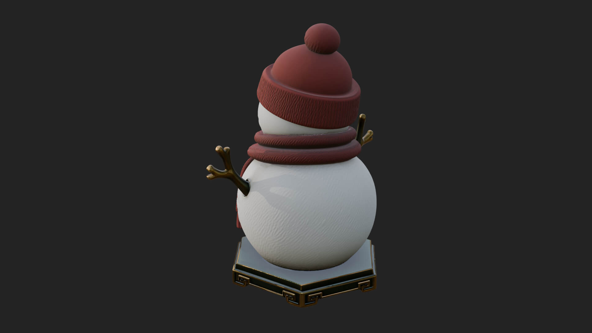 Knit Hat Snowman Statue Design 57 3D Print Model 3D Model