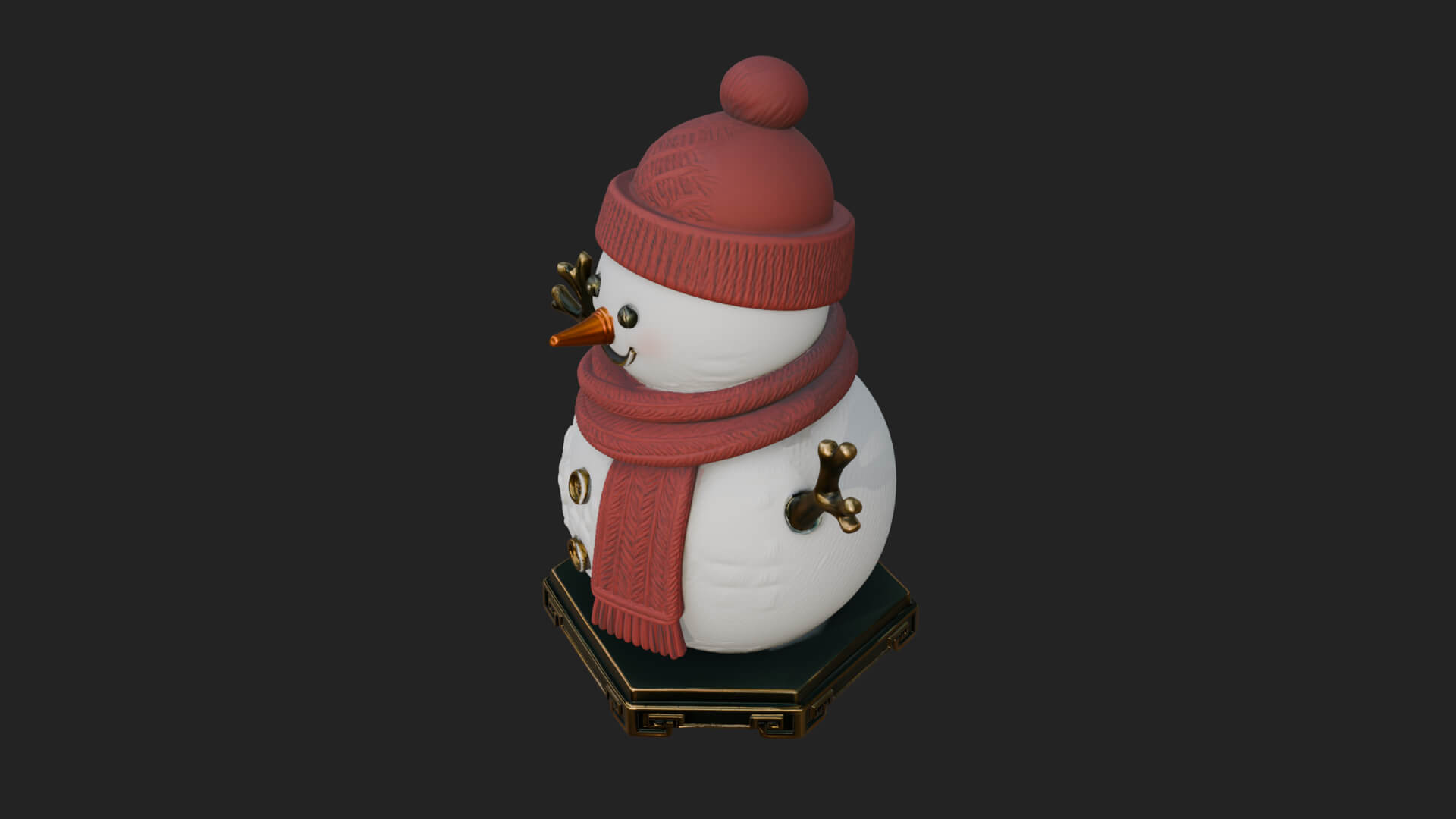 Knit Hat Snowman Statue Design 57 3D Print Model 3D Model