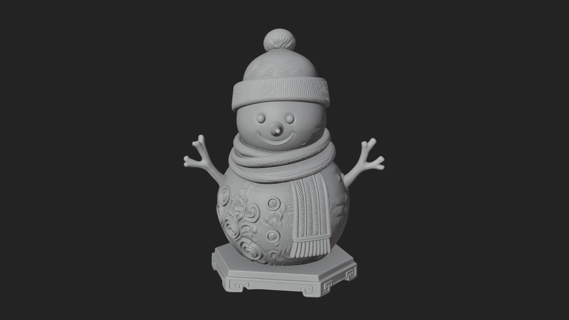 Knit Hat Snowman Statue Design 57 3D Print Model 3D Model