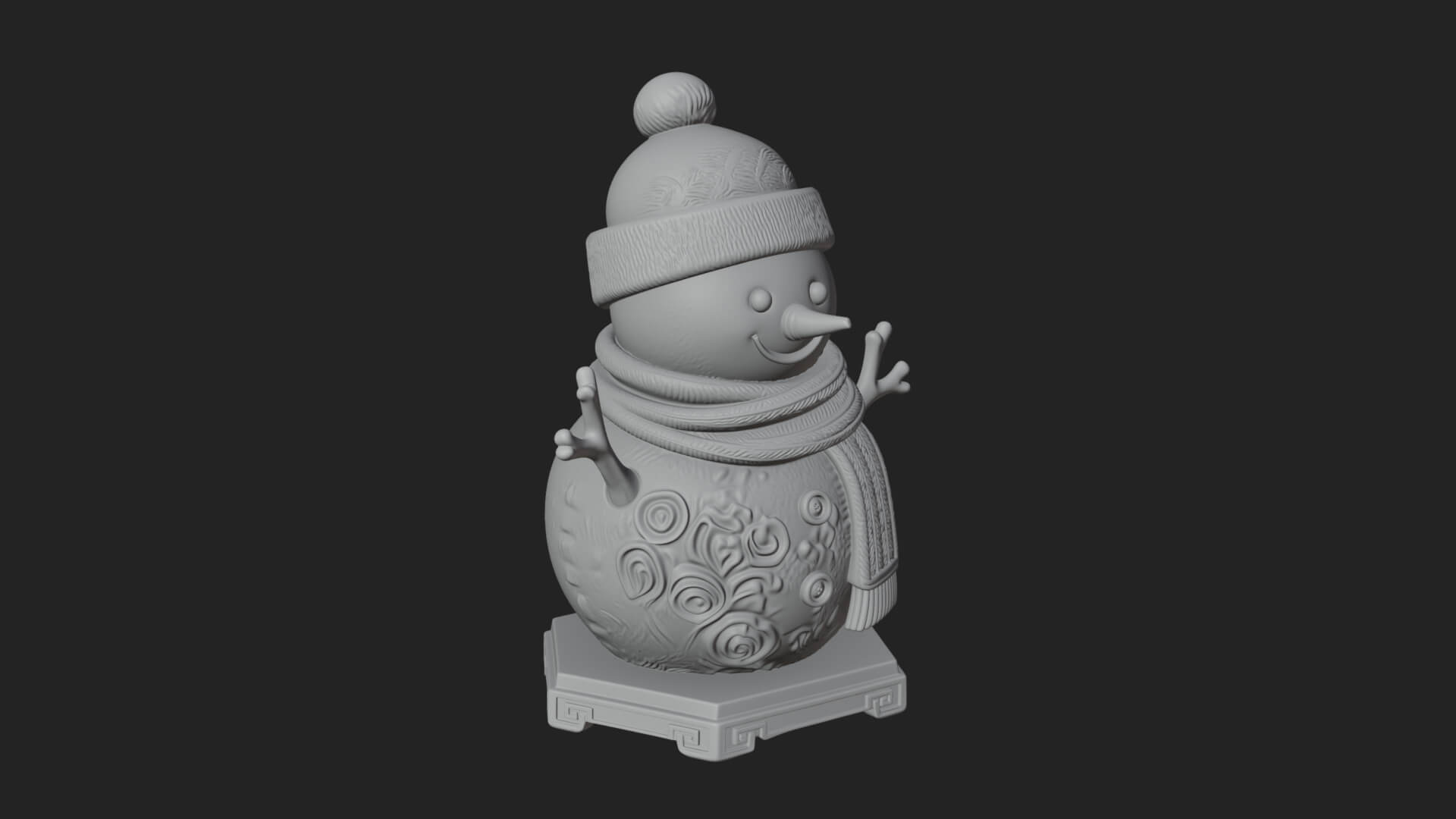 Knit Hat Snowman Statue Design 57 3D Print Model 3D Model