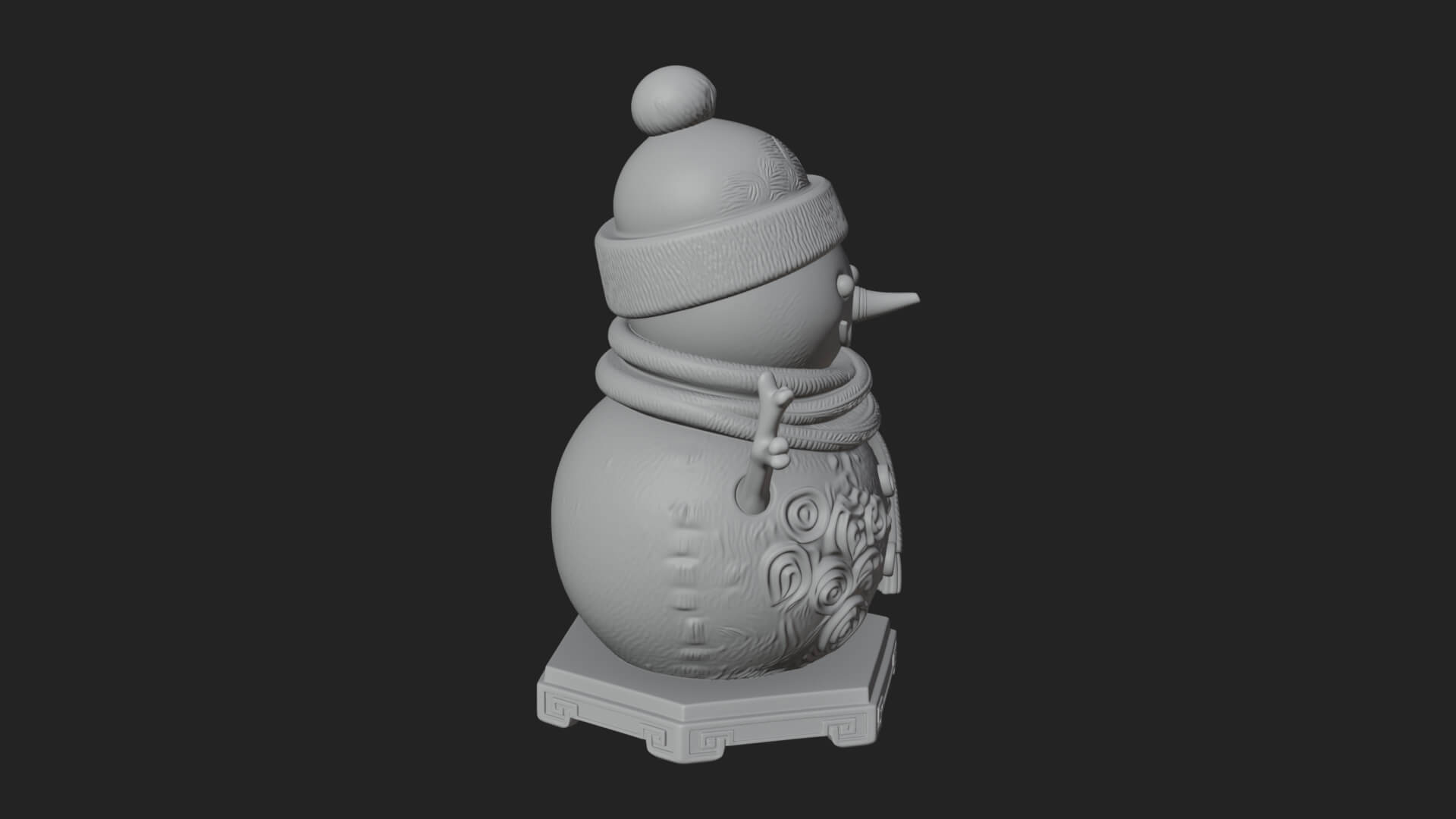 Knit Hat Snowman Statue Design 57 3D Print Model 3D Model